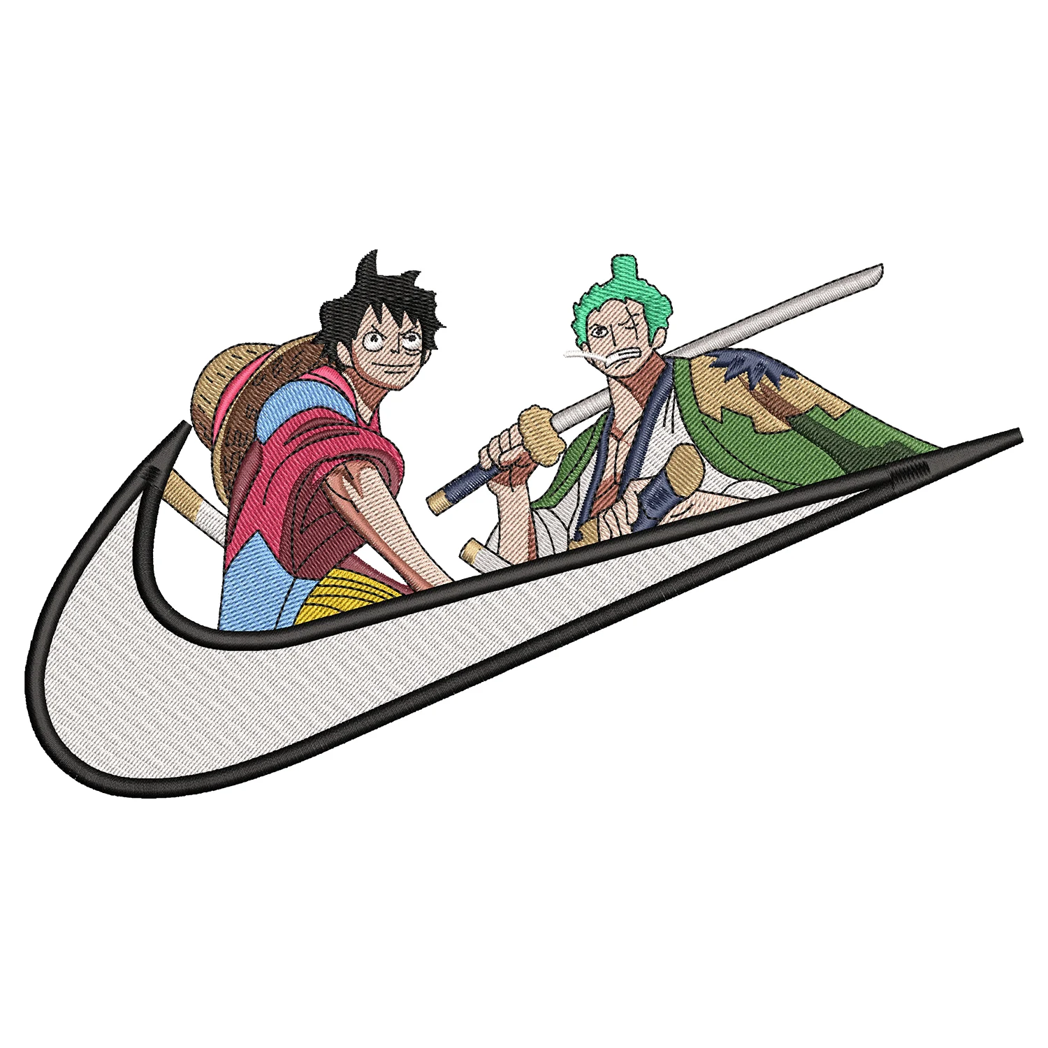 Luffy Zoro Swoosh Embroidery Design