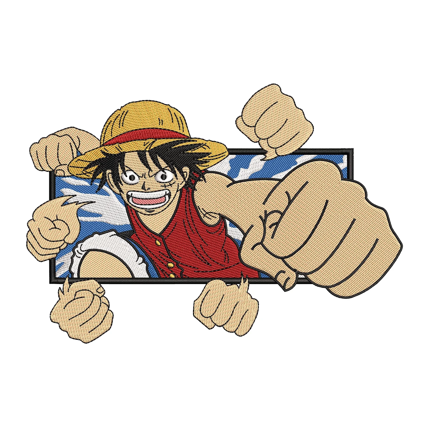 Luffy Punches Embroidery Design