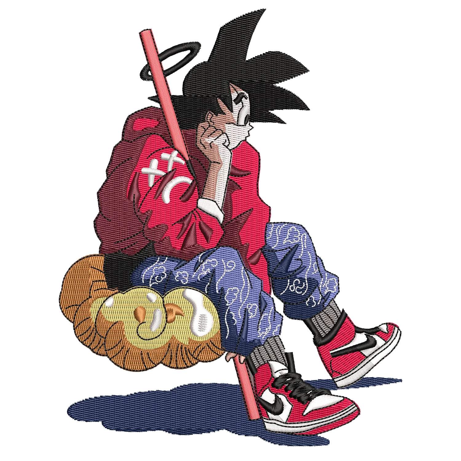 Goku on Cloud Embroidery Design