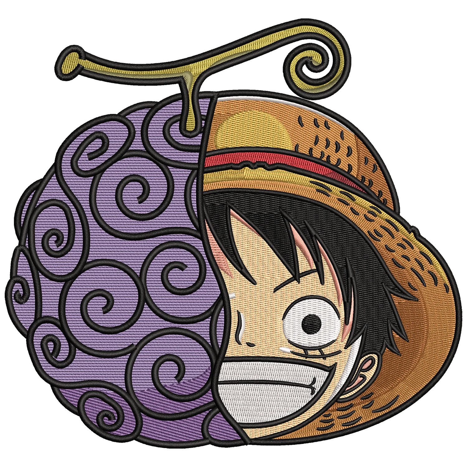 Luffy x Devil Fruit Embroidery Design
