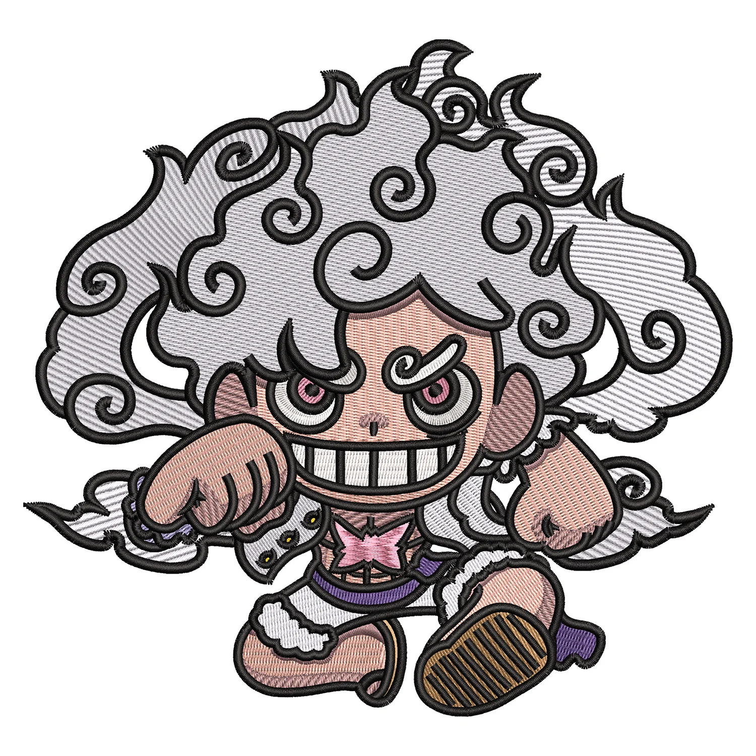 Luffy Gear5 Chibi Embroidery Design