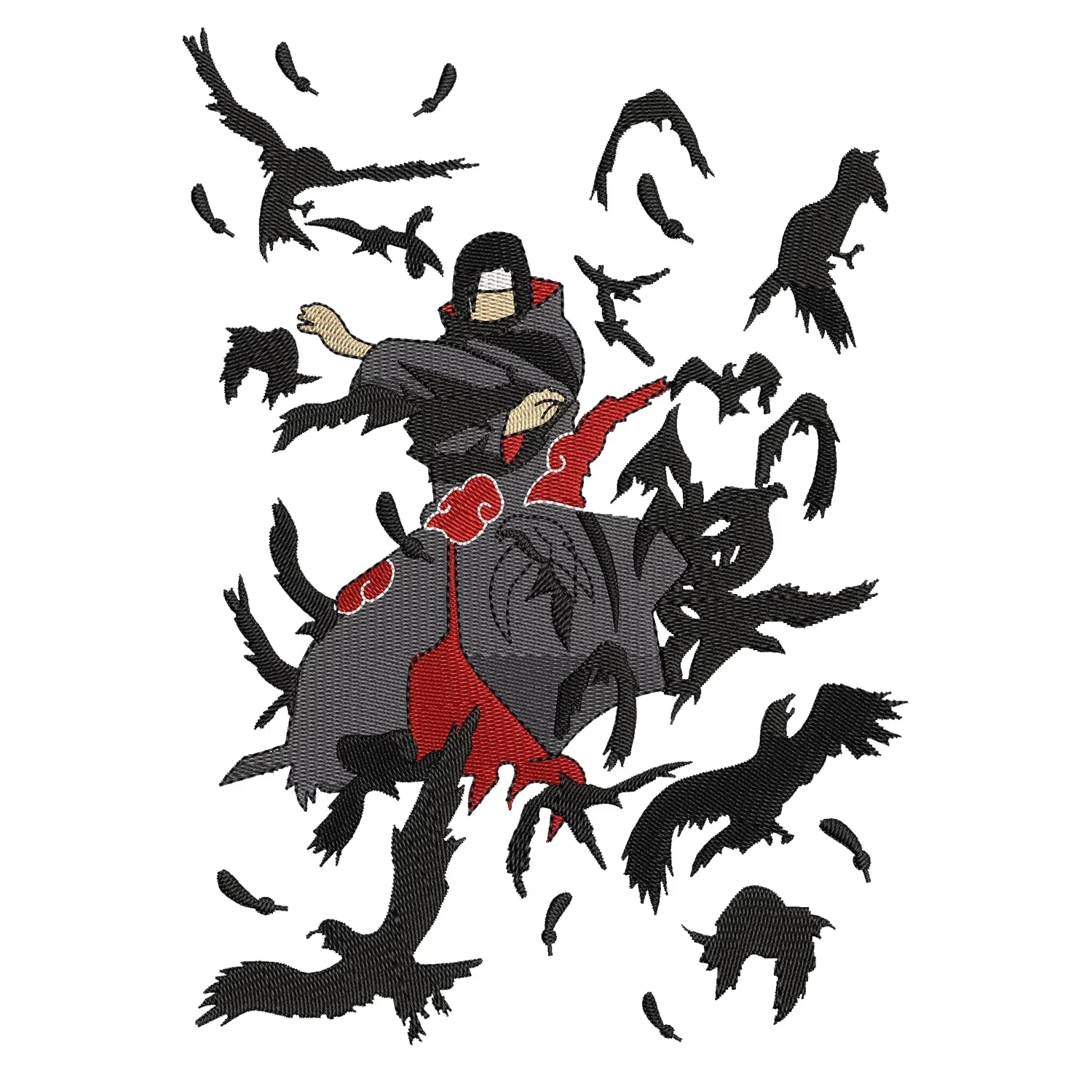 Itachi Crows Embroidery Design