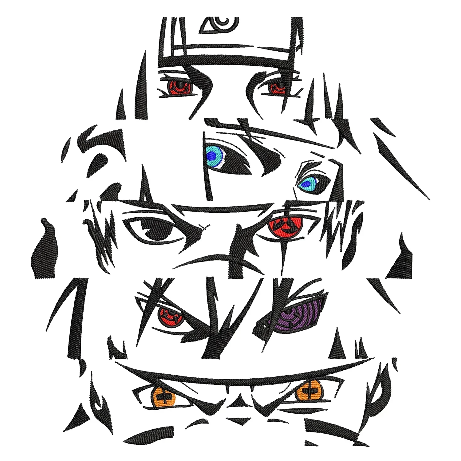Naruto Character Eyes Embroidery Design