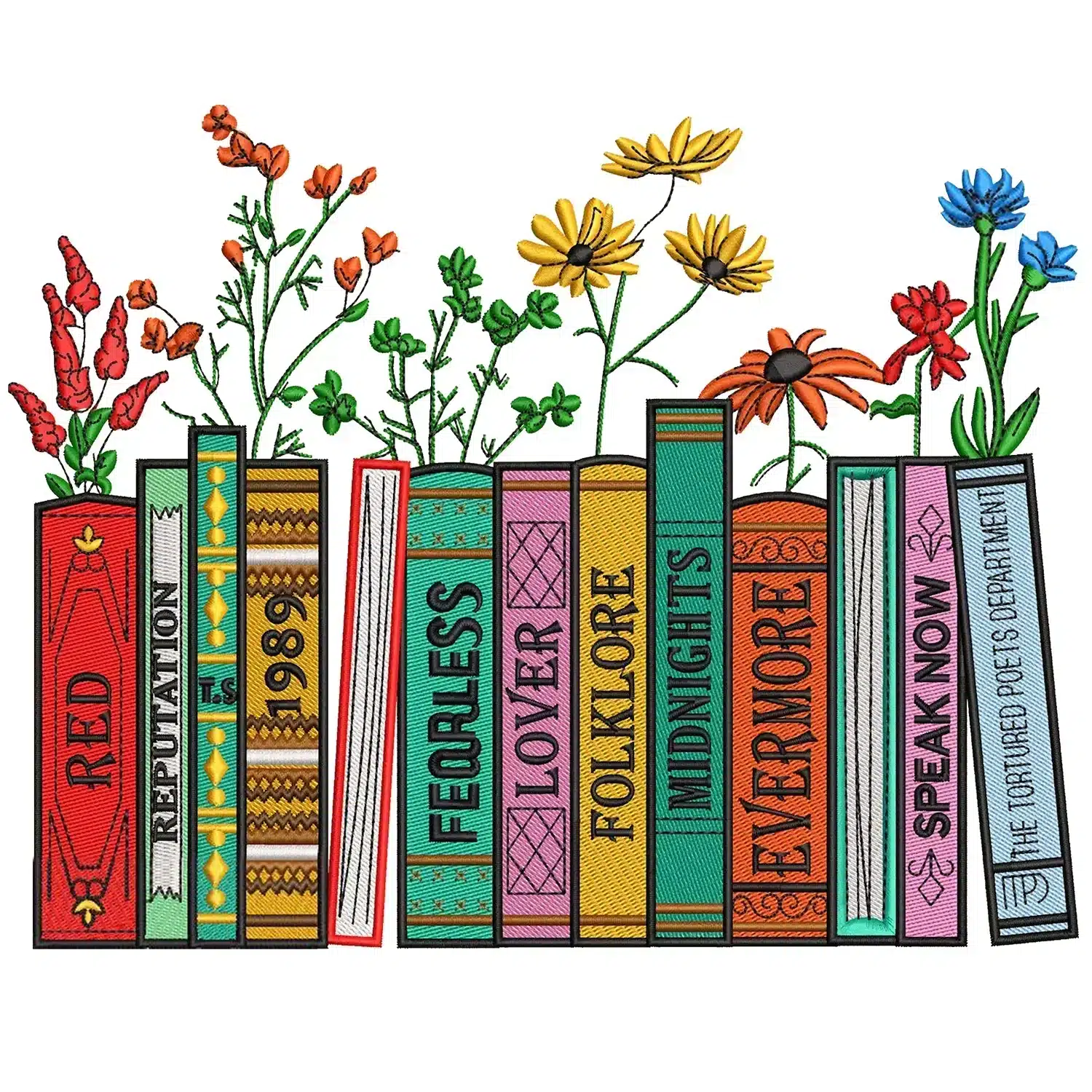 Primary Taylor Swift Books Embroidery Design