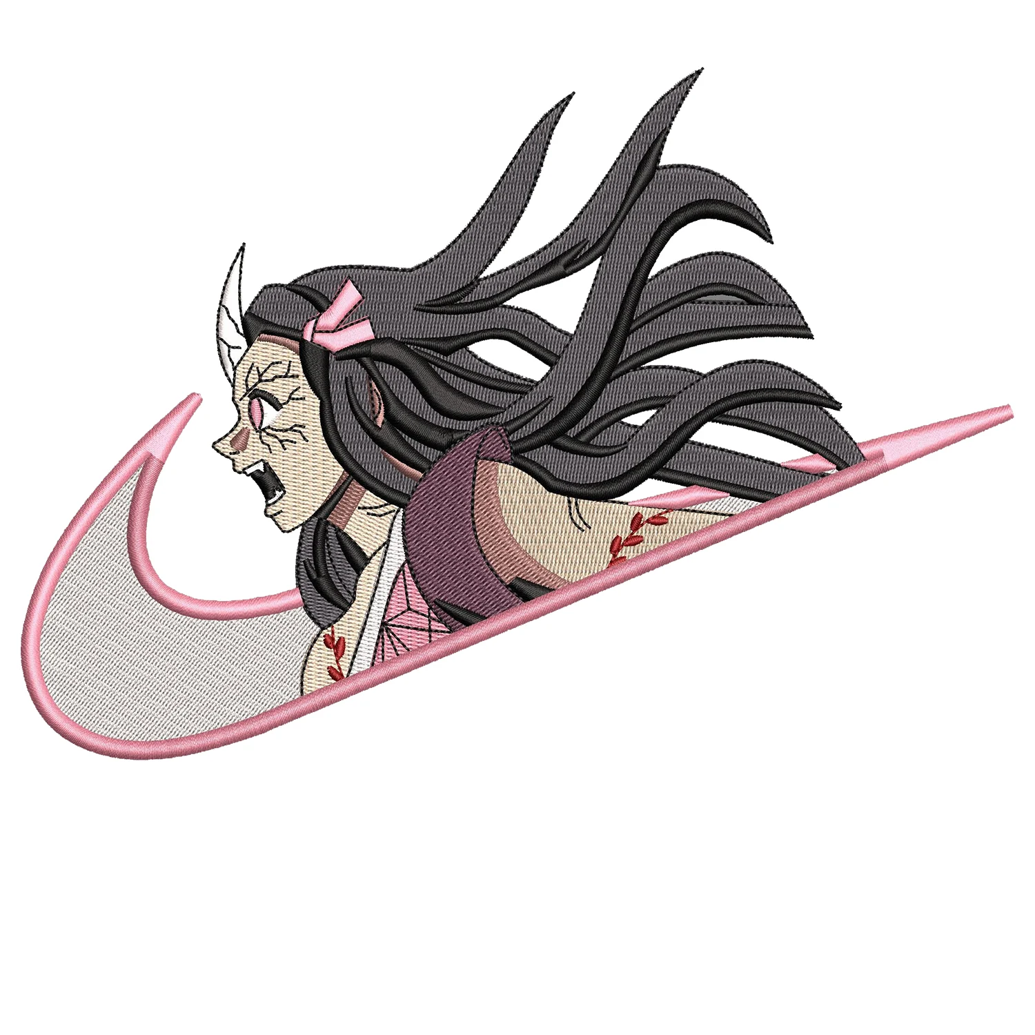 Nezuko Swoosh Embroidery Design