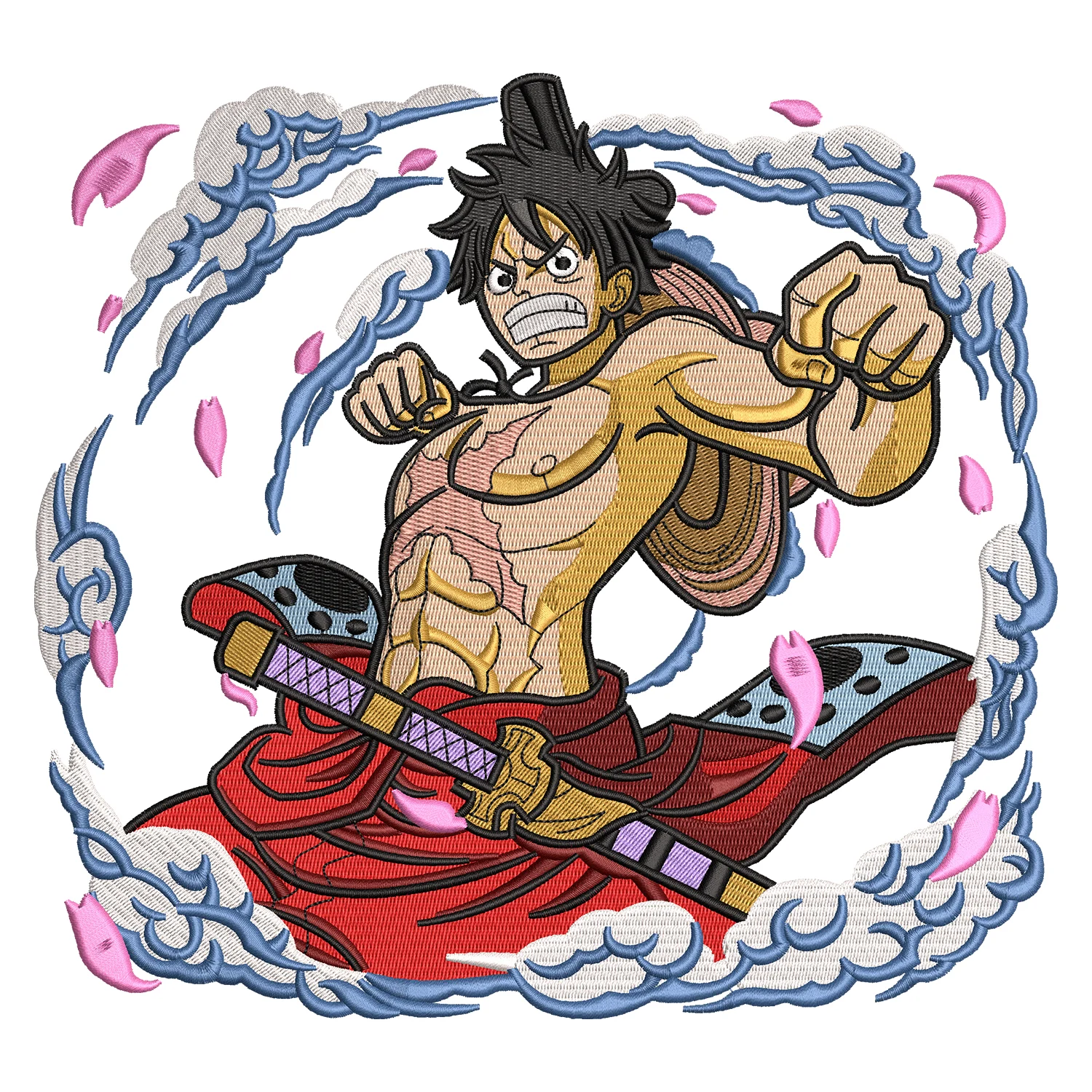 Luffy Punch Embroidery Design