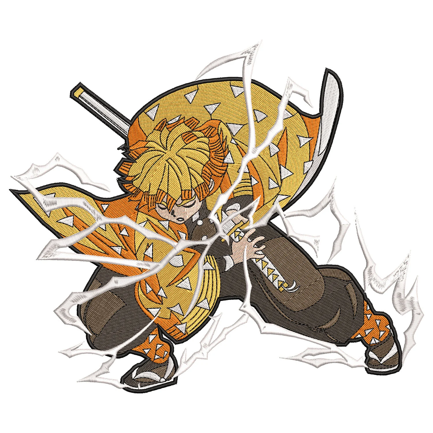 Zenitsu Lightning Embroidery Design