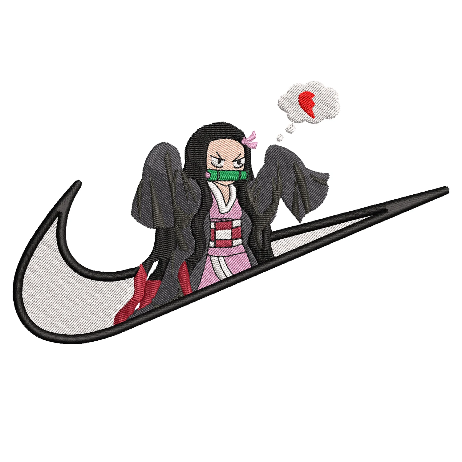 Nezuko Swoosh Embroidery Design
