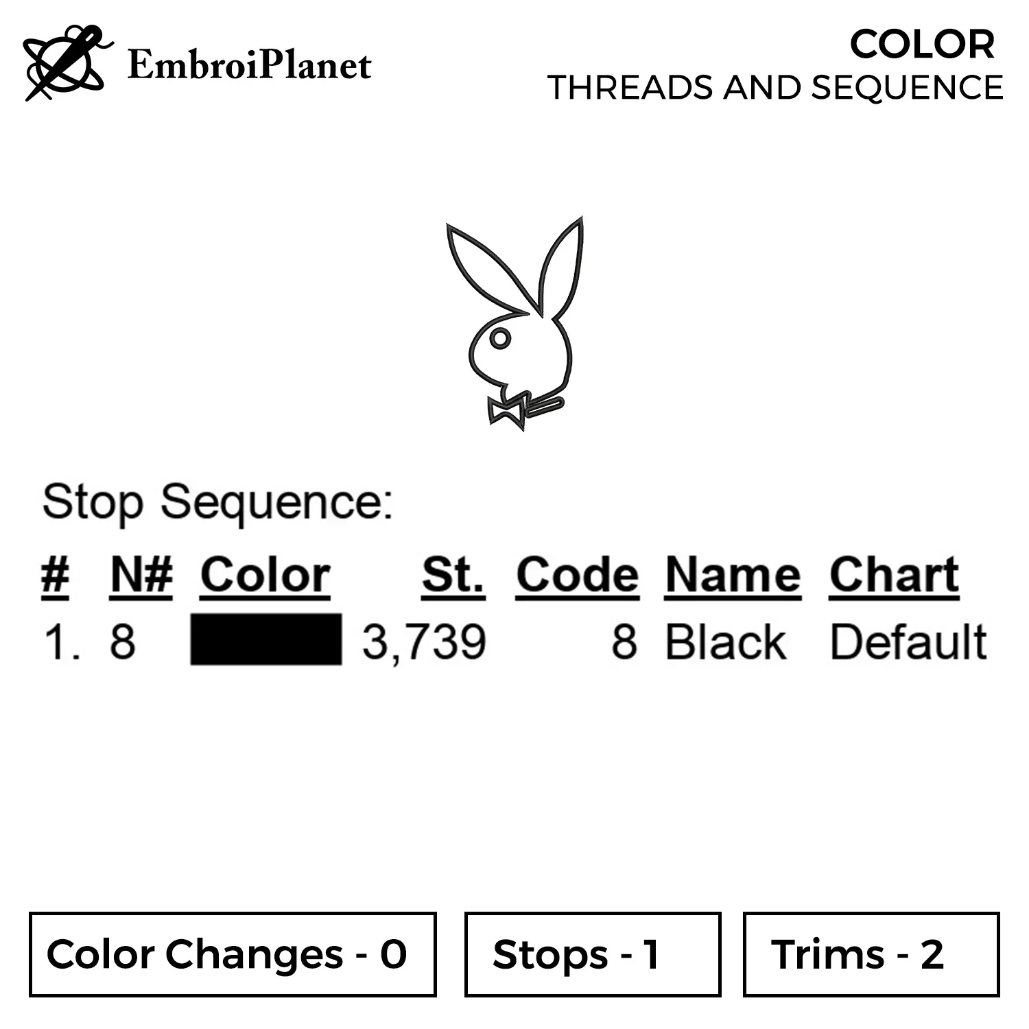 Playboy Logo Embroidery Design 4 ColorOutline