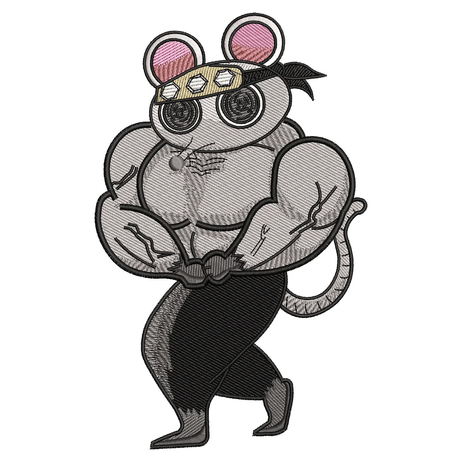 Muscle Mouse Embroidery Design