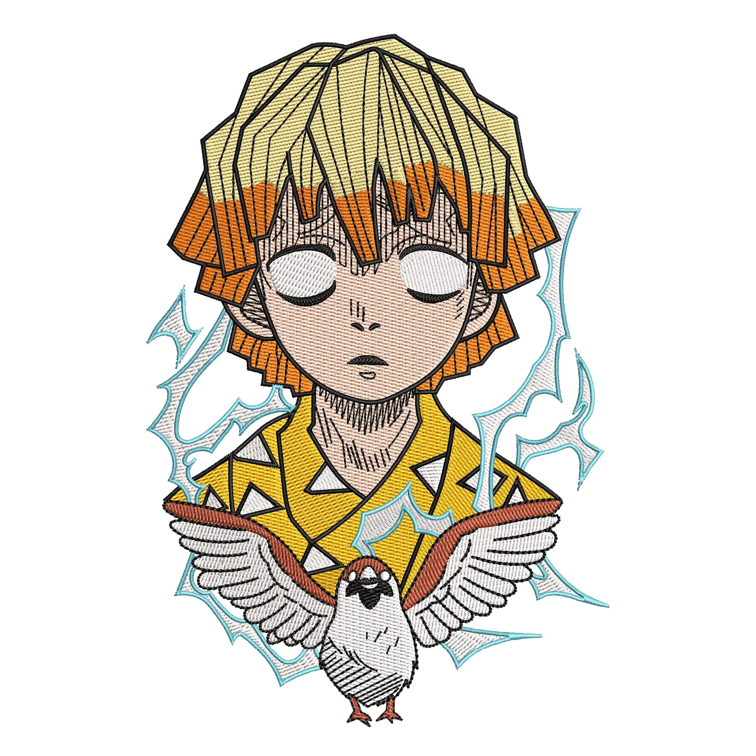 Zenitsu Sparrow Embroidery Design
