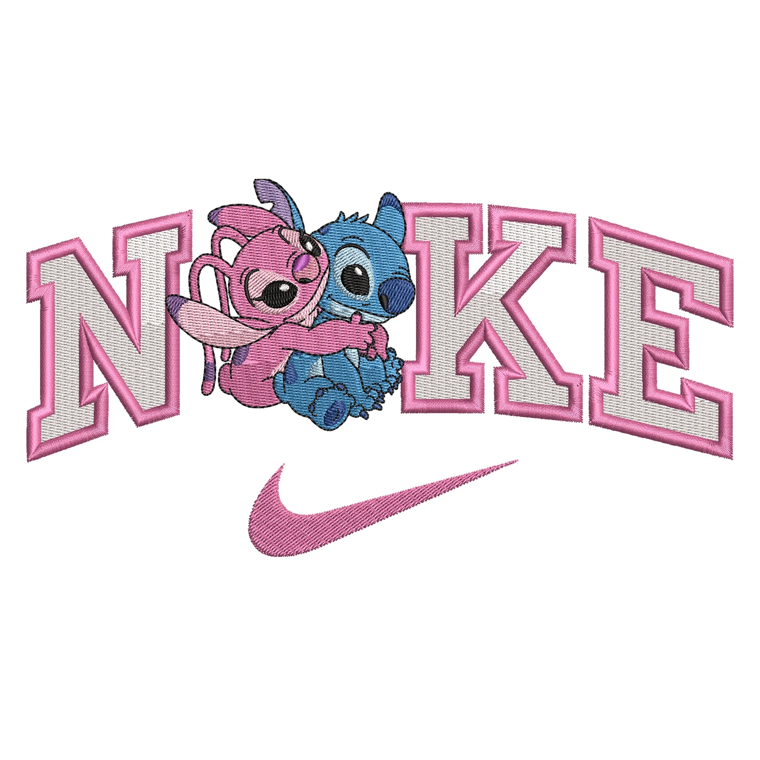 Stitch Angel Hug Nike Embroidery Design
