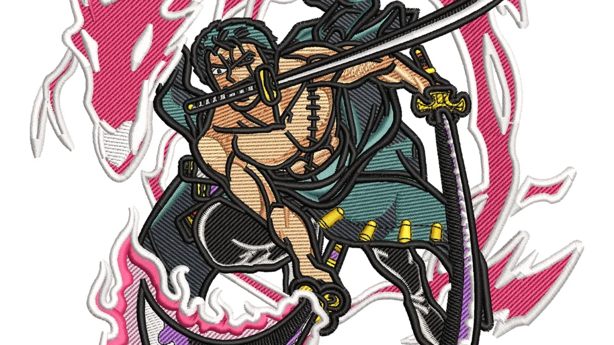 【新品タグ付】dium Embroidery Cotton ONE PIECE Zoro Dragon Attack Embroidery Design - One Piece