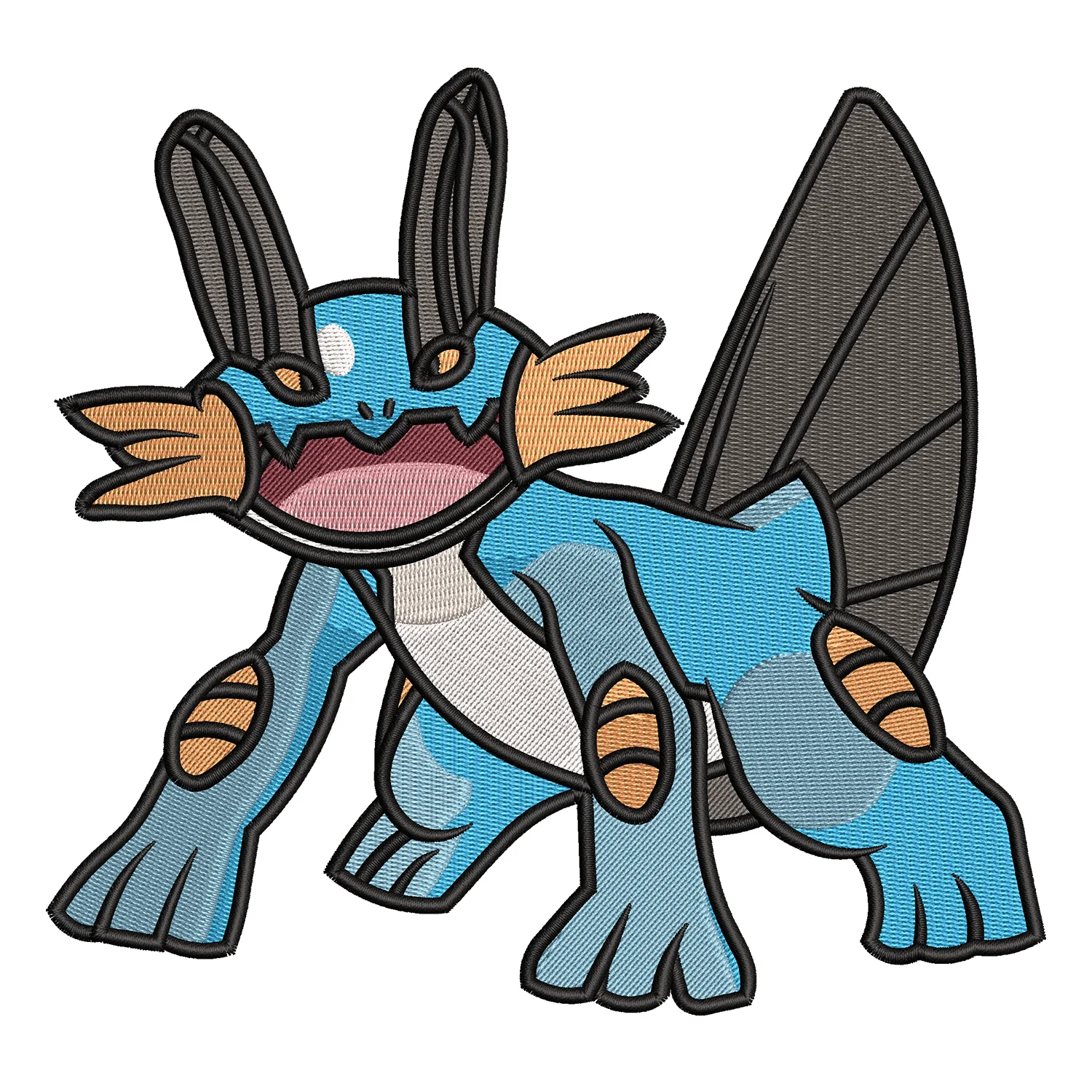 Swampert Embroidery Design