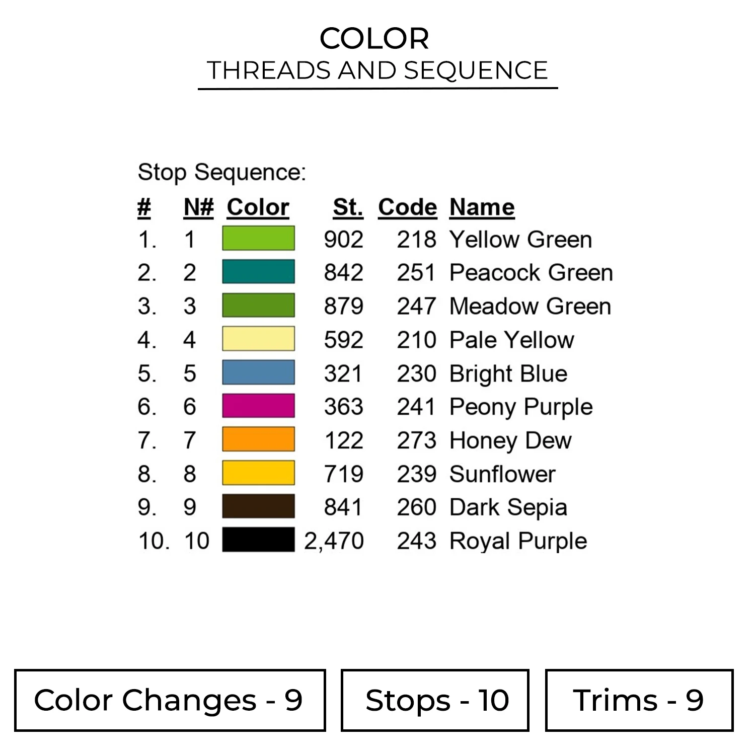 Colorful Leaf Embroidery Design 2 Color FLR02