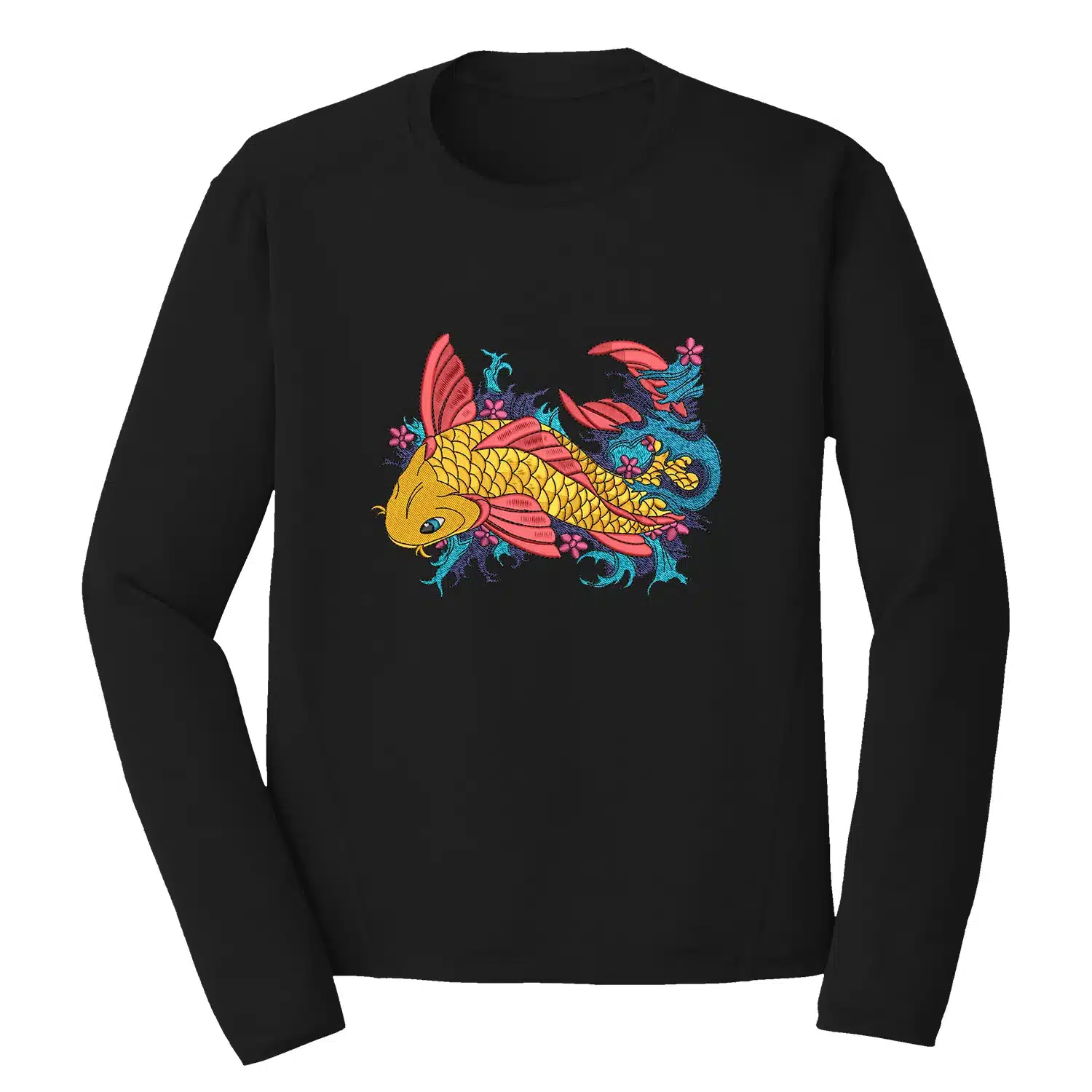 Golden Carp Fish Embroidery Design - Fish Embroidery Design 1 Mockup FSH03