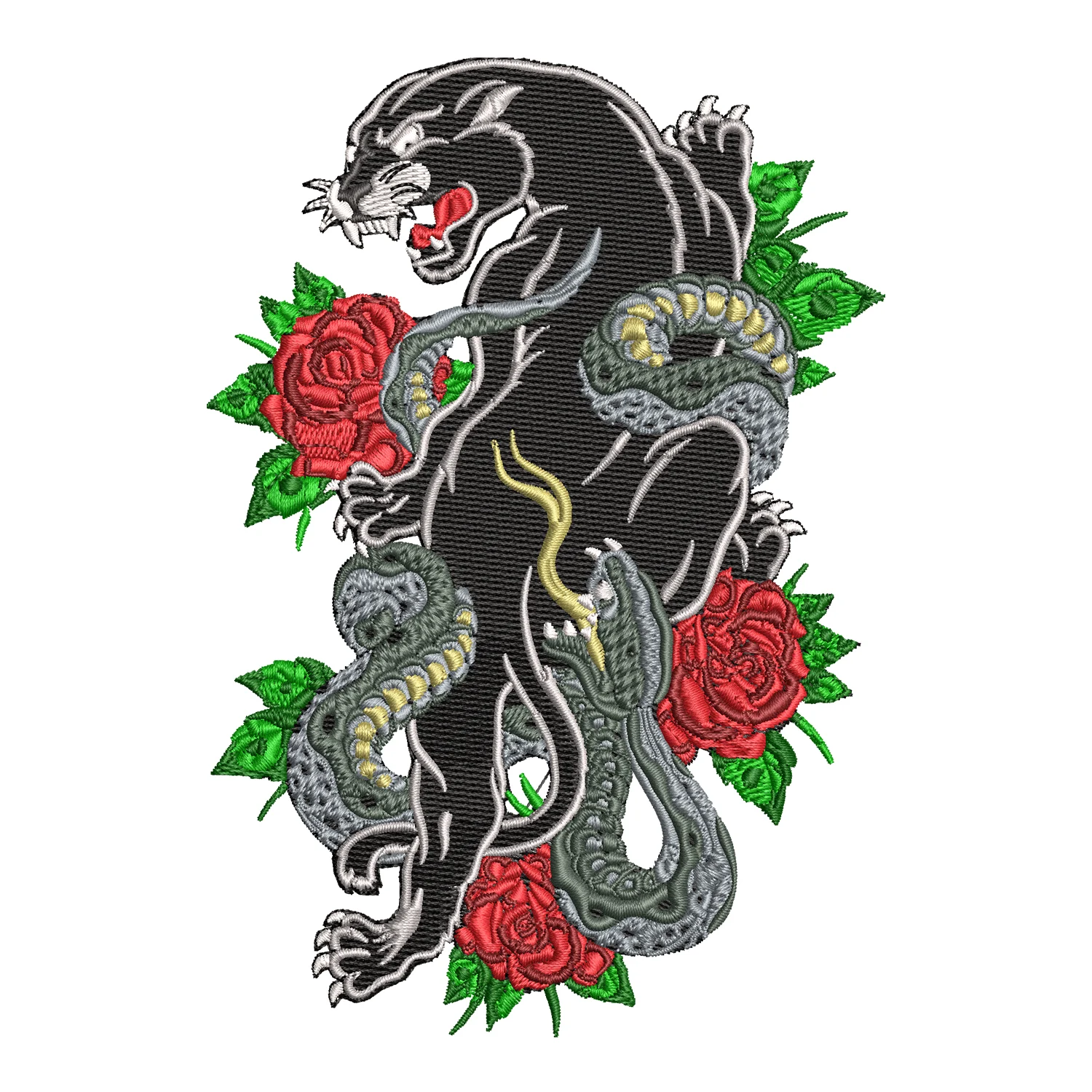 Jaguar Rose Embroidery Design