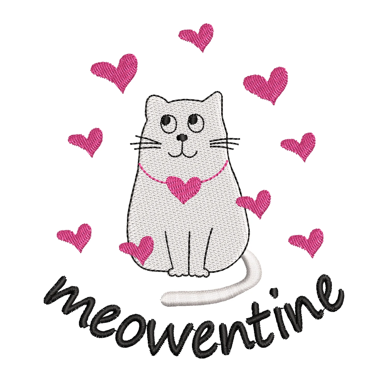 Meowentine Embroidery Design