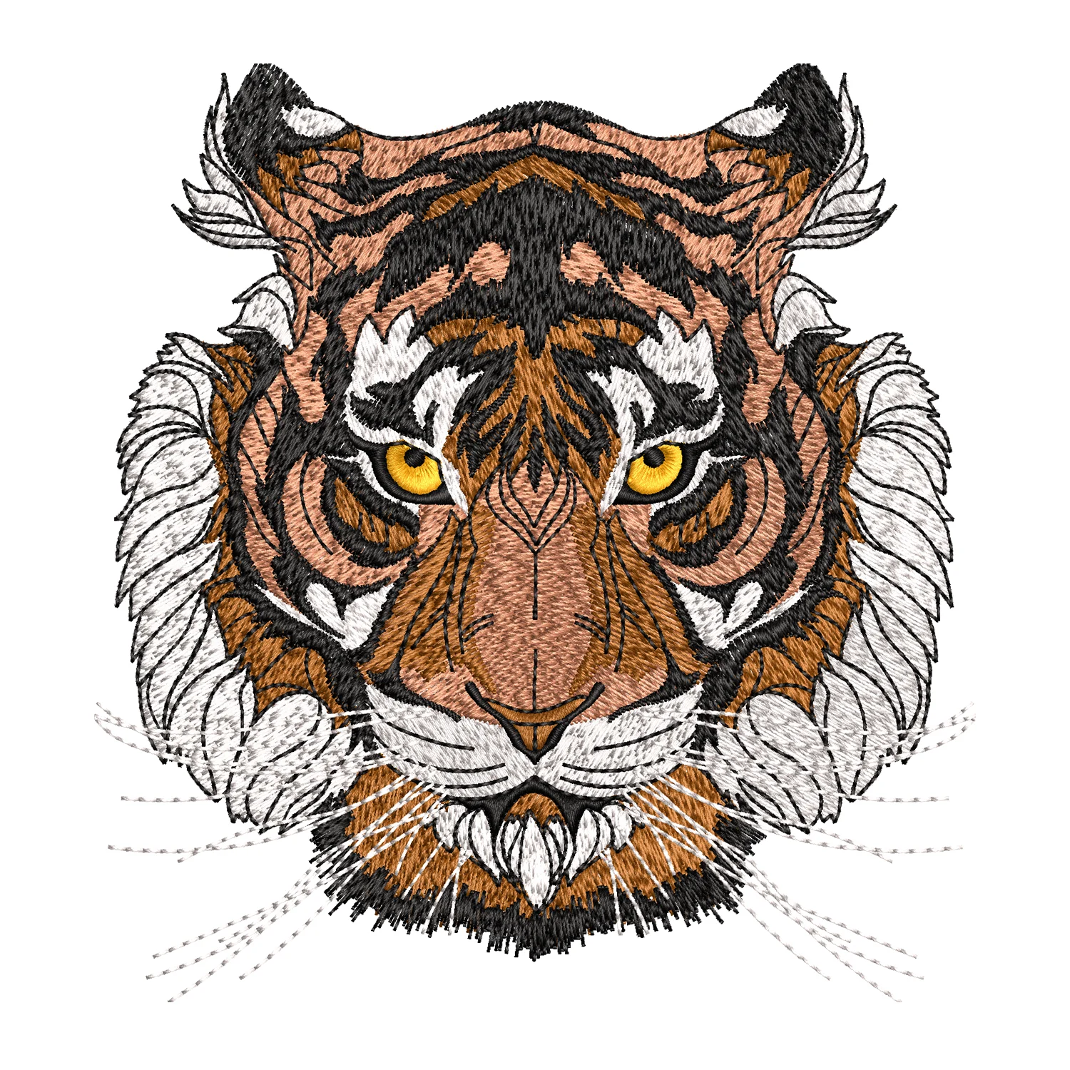 Tiger Face Embroidery Design
