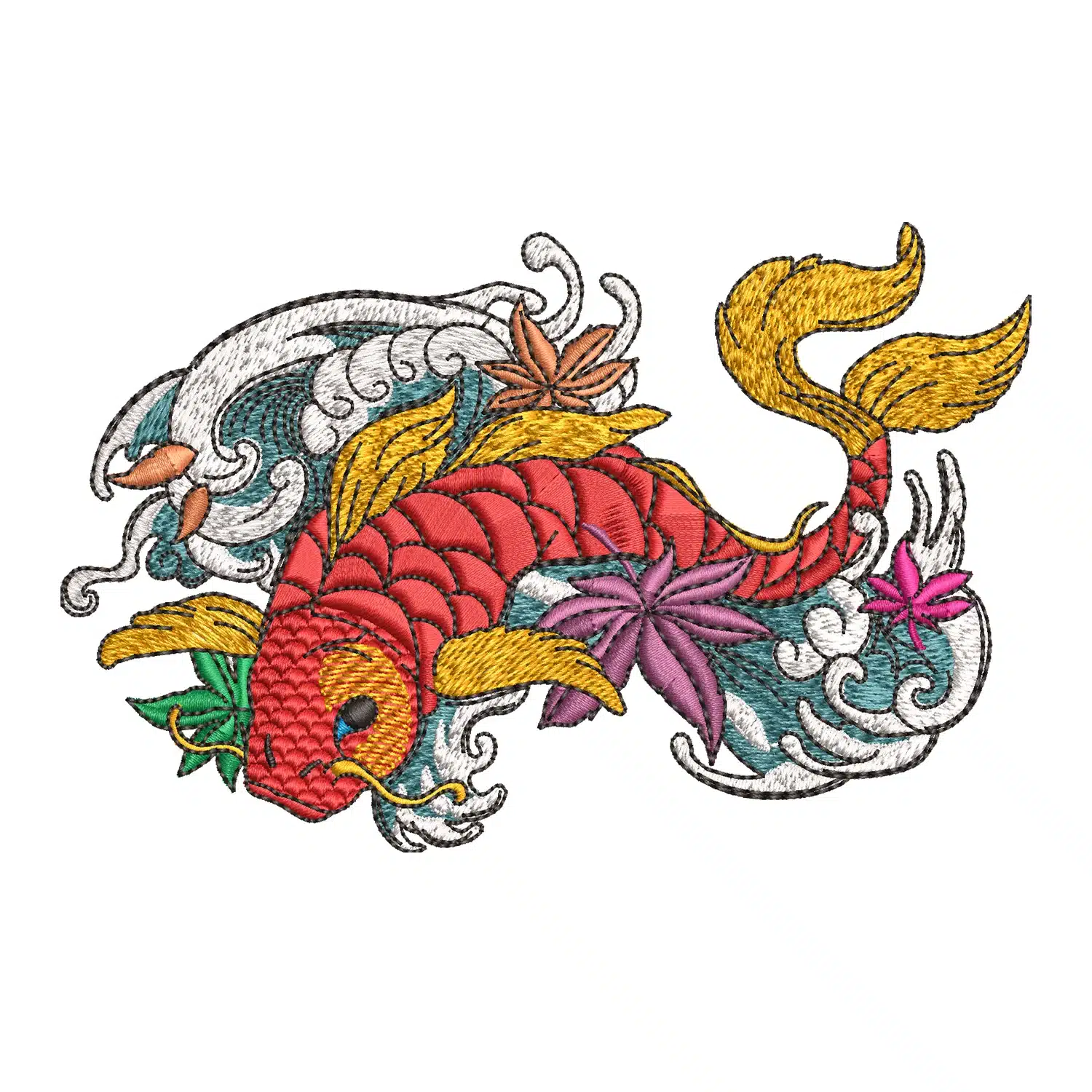 Koi Carp Embroidery Design