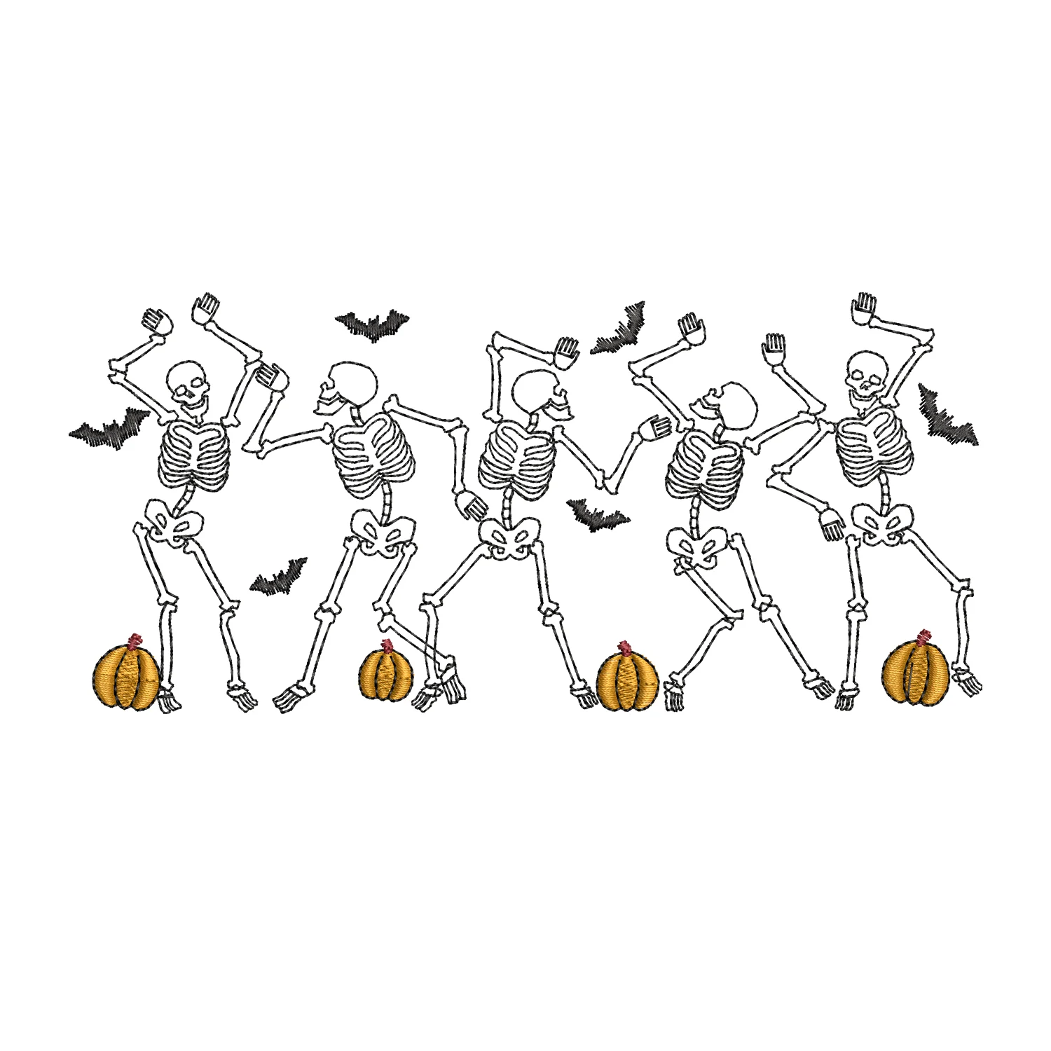 Skeletons Dancing Embroidery Design