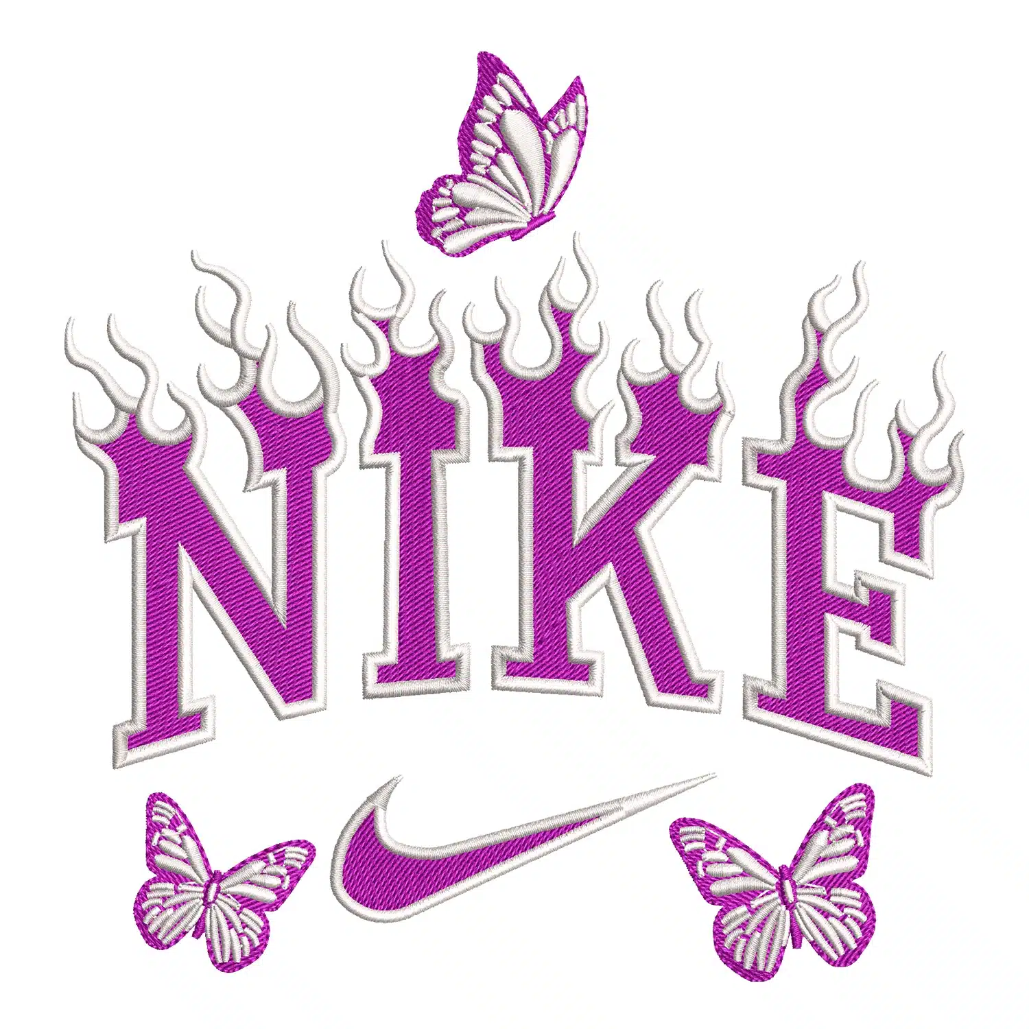 Nike Flames Butterfly Embroidery Design
