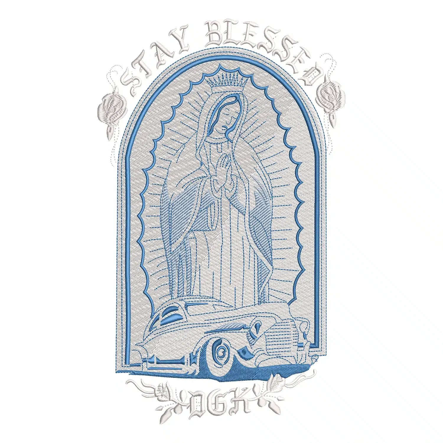 Virgin Mary Stay Blessed Embroidery Design Virgin Mary Stay Blessed Embroidery Design