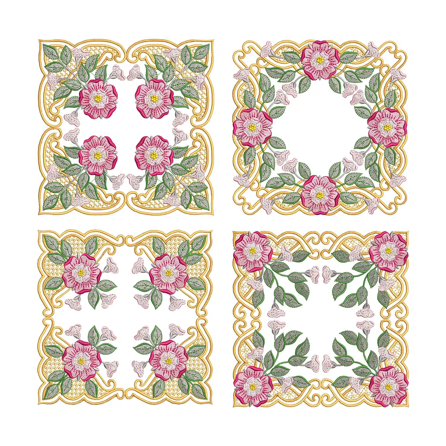 Baroque Floral Frames Bundle Embroidery Design