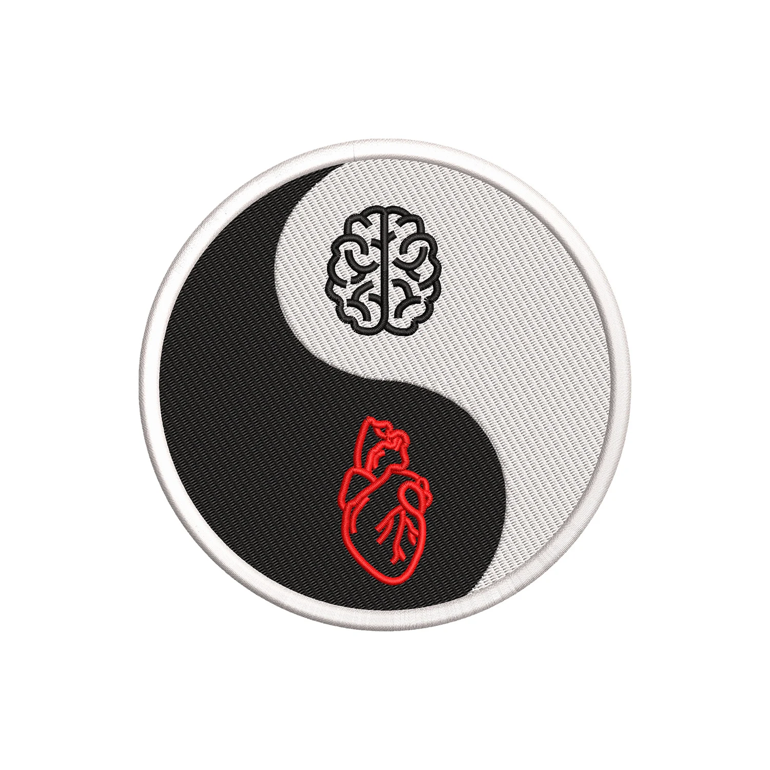Ying Yang Heart Brain Embroidery Design