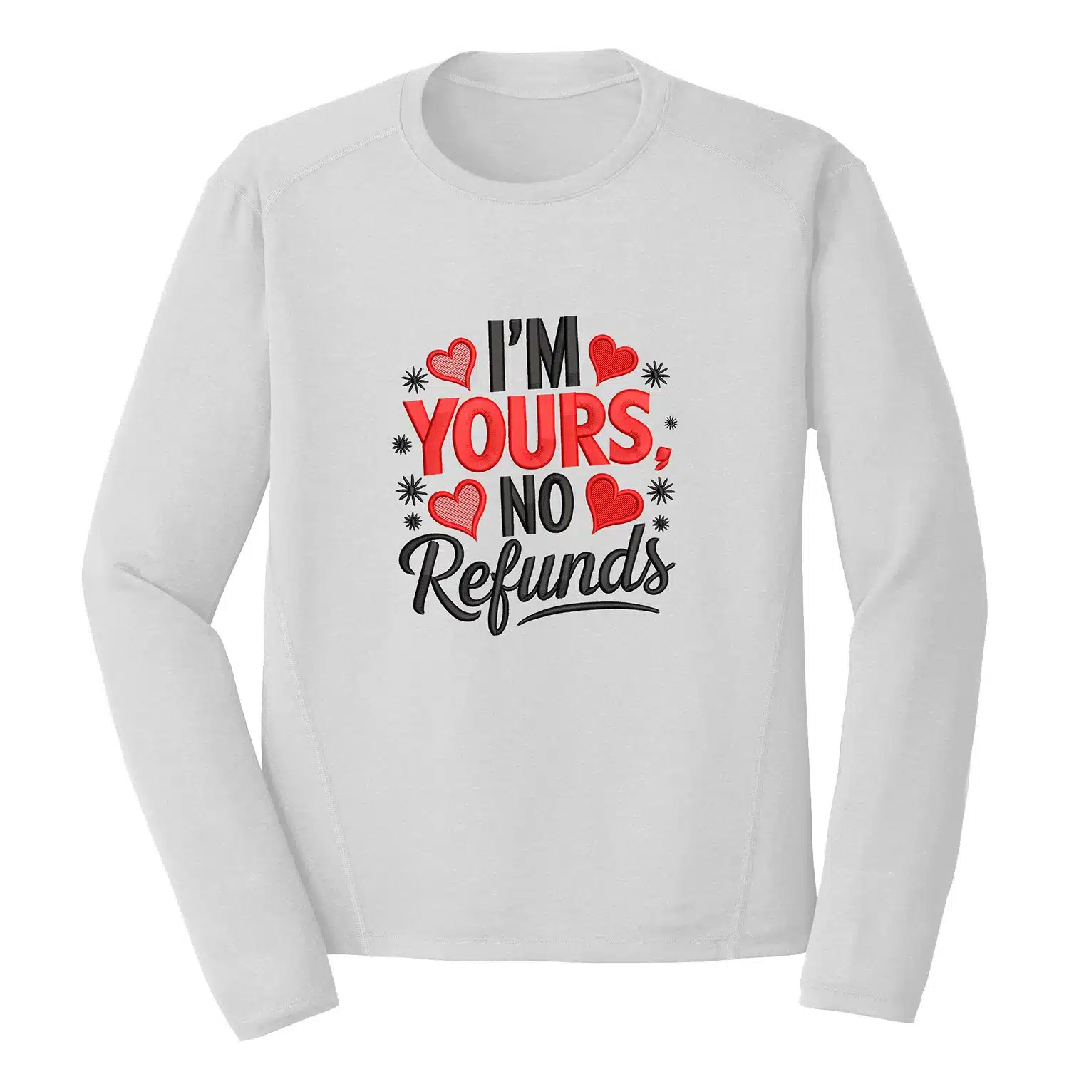 Im yours No Refunds Embroidery Design - Love & Valentine 1 Mockup LAV27
