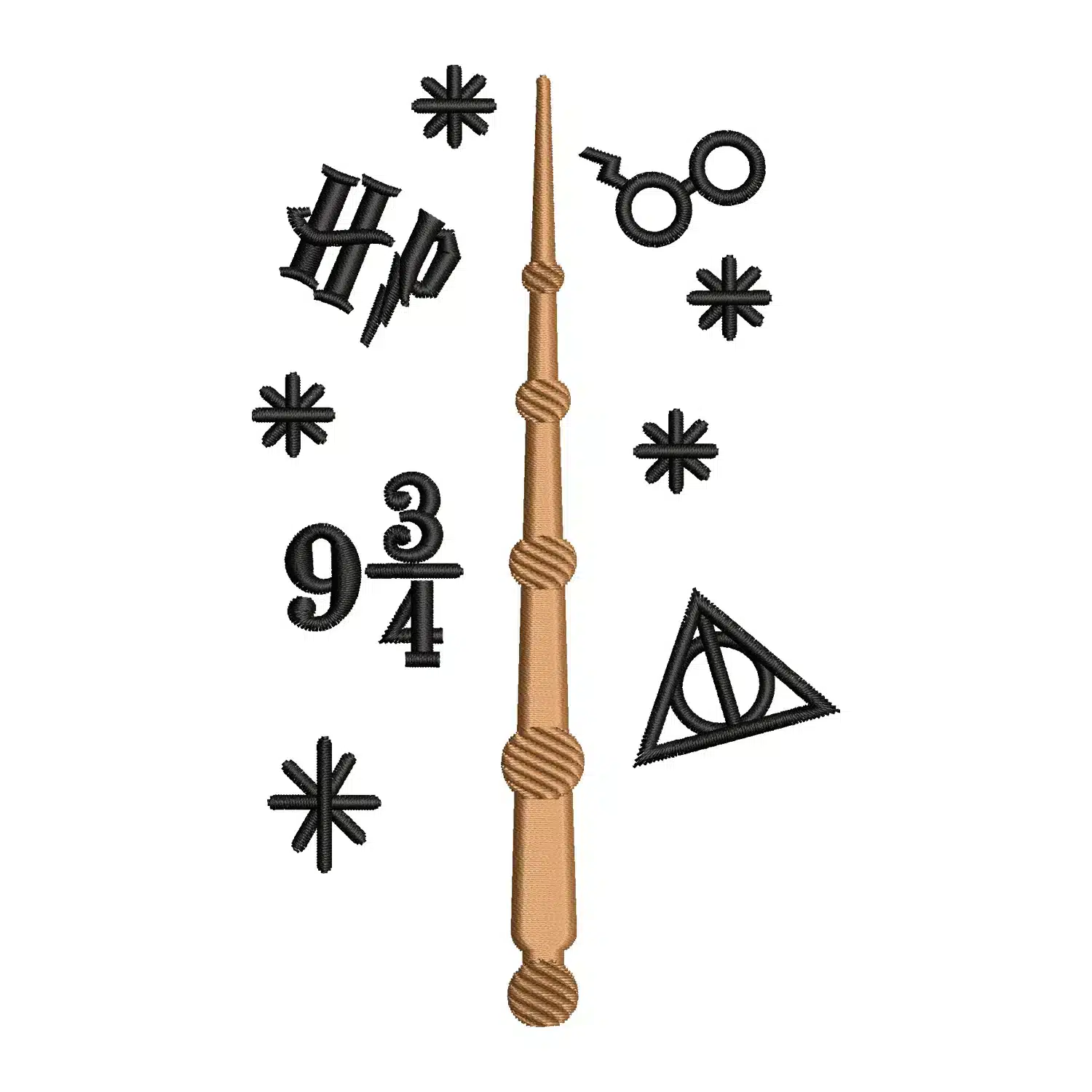 Harry potter wand Embroidery Design