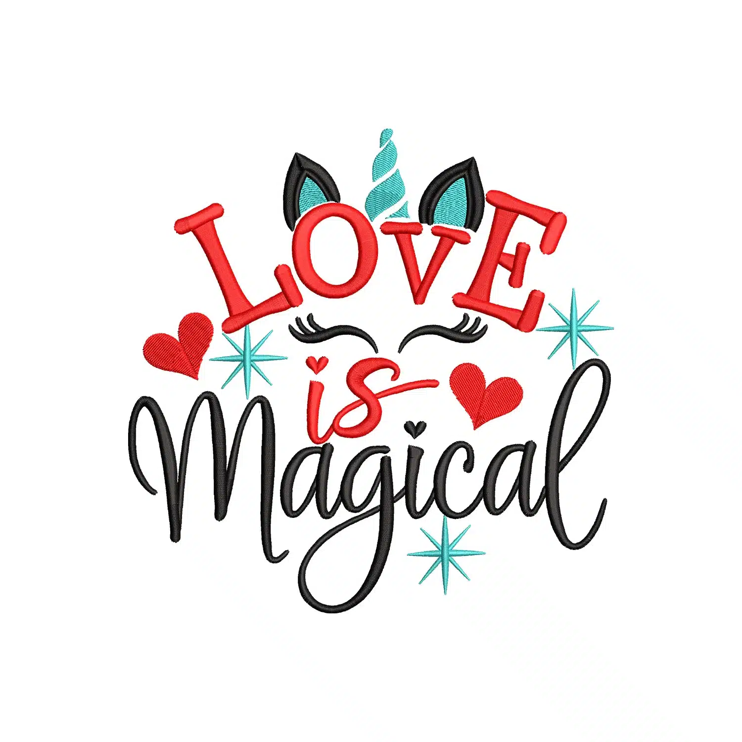 Love is Magical Unicorn Embroidery Design