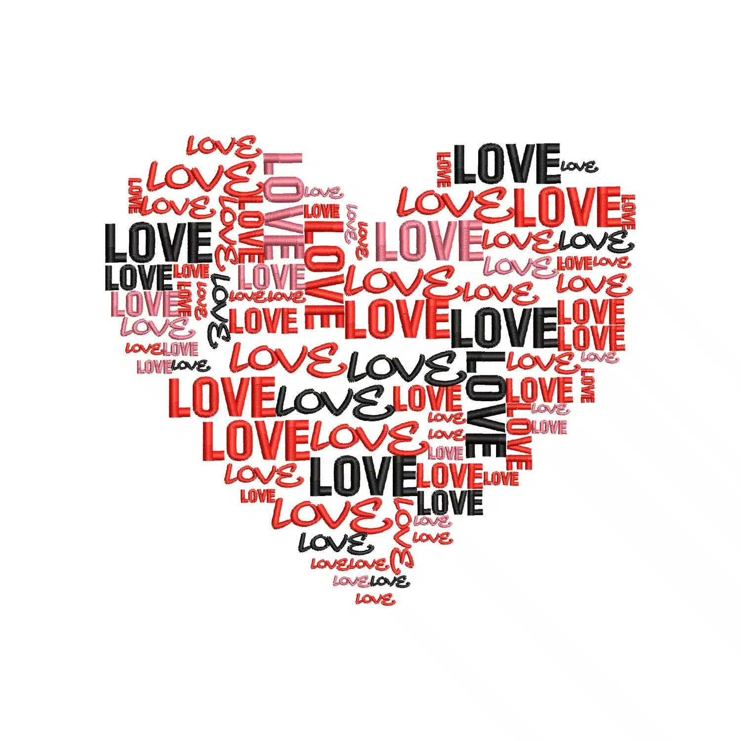 Love written in Heart Embroidery Design