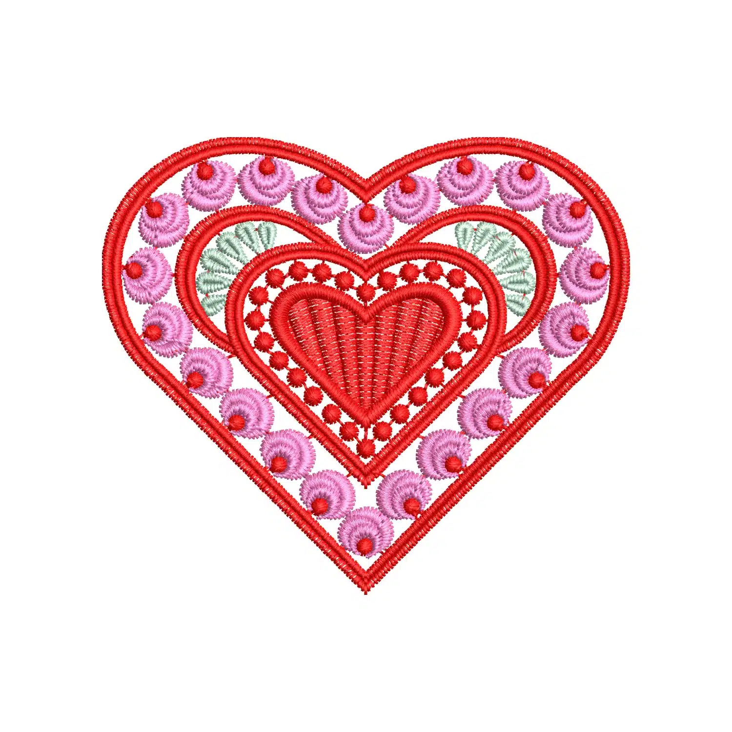 Creative Heart Motif Embroidery Design