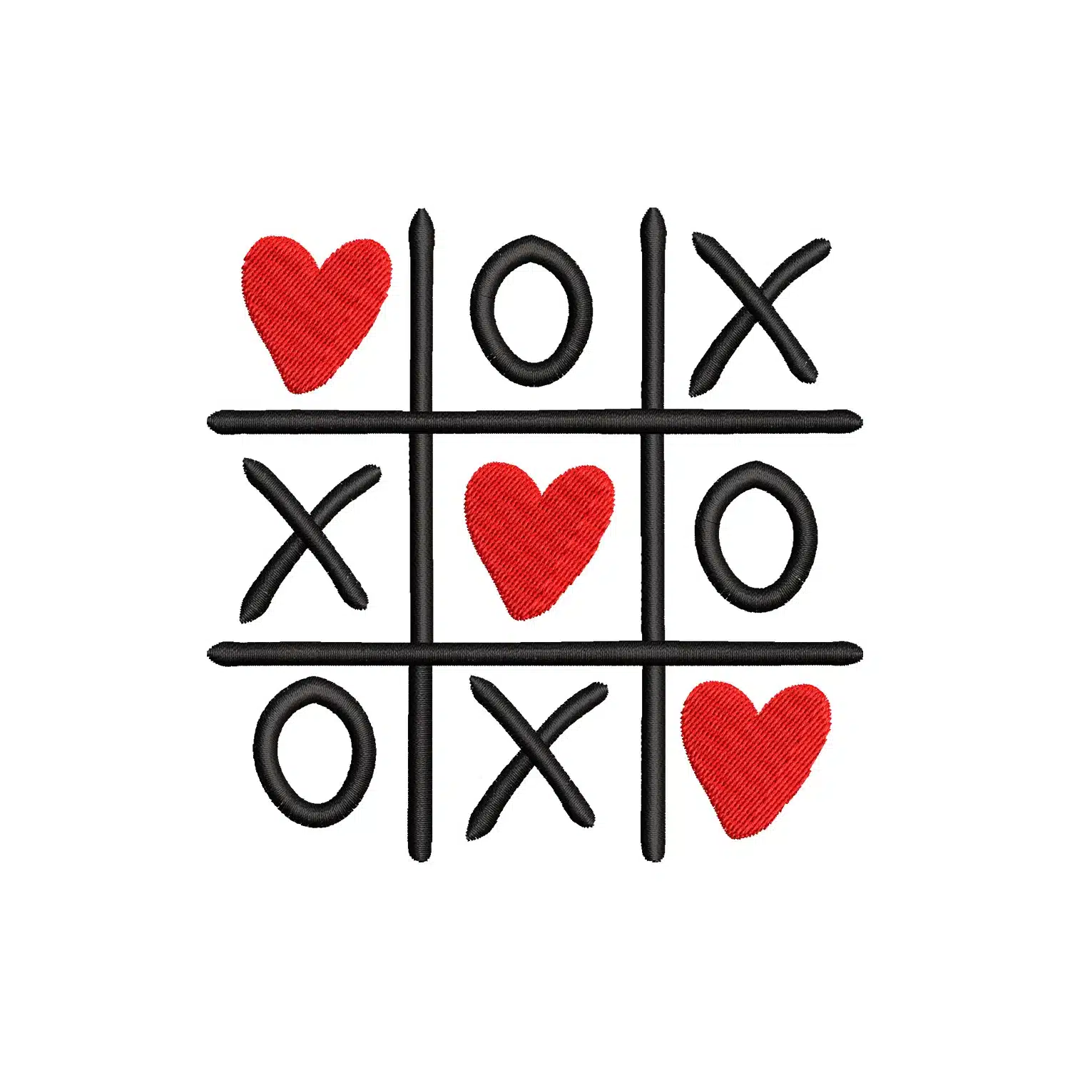 Tic Tac Toe with Hearts Embroidery Design
