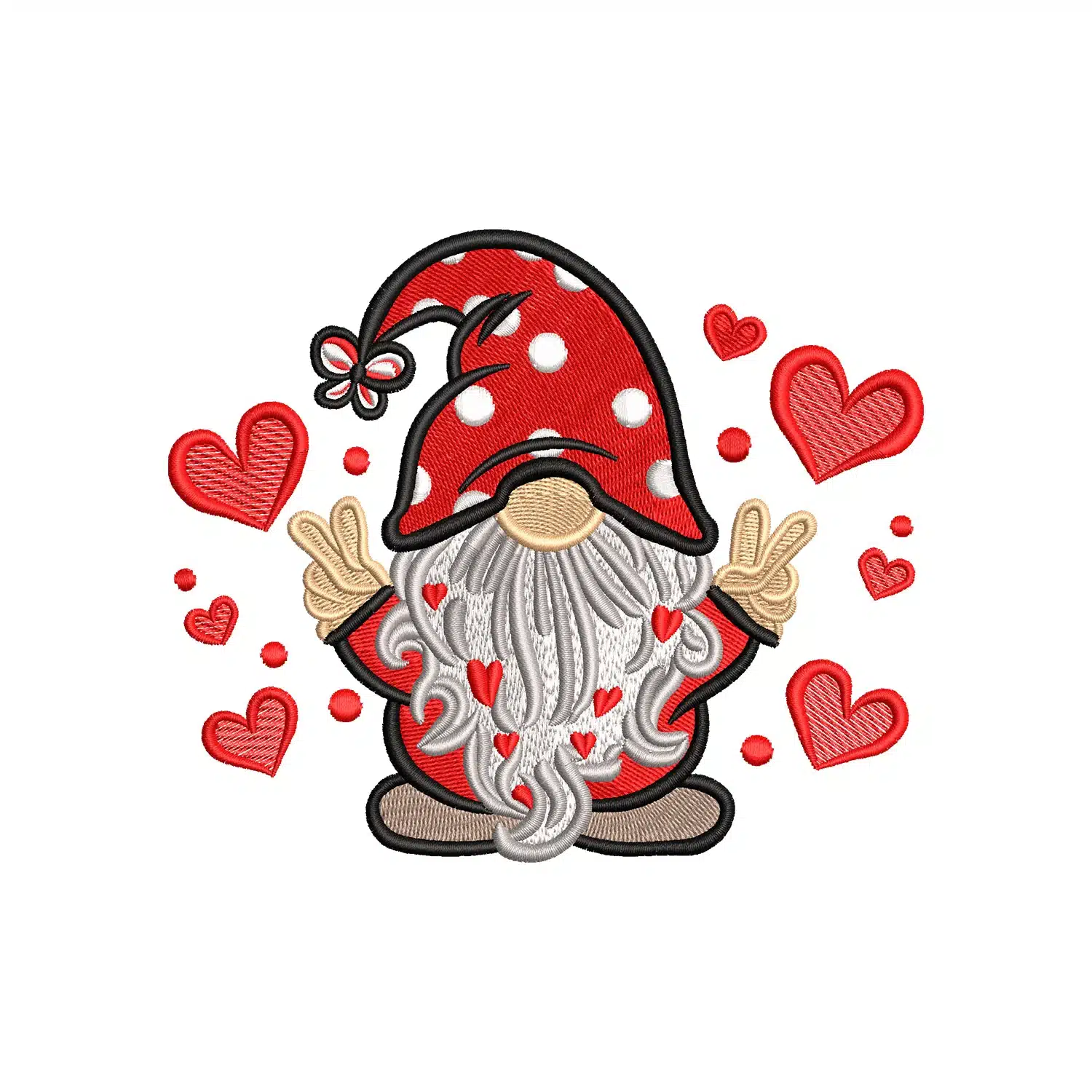 Valentine Gnome Embroidery Design
