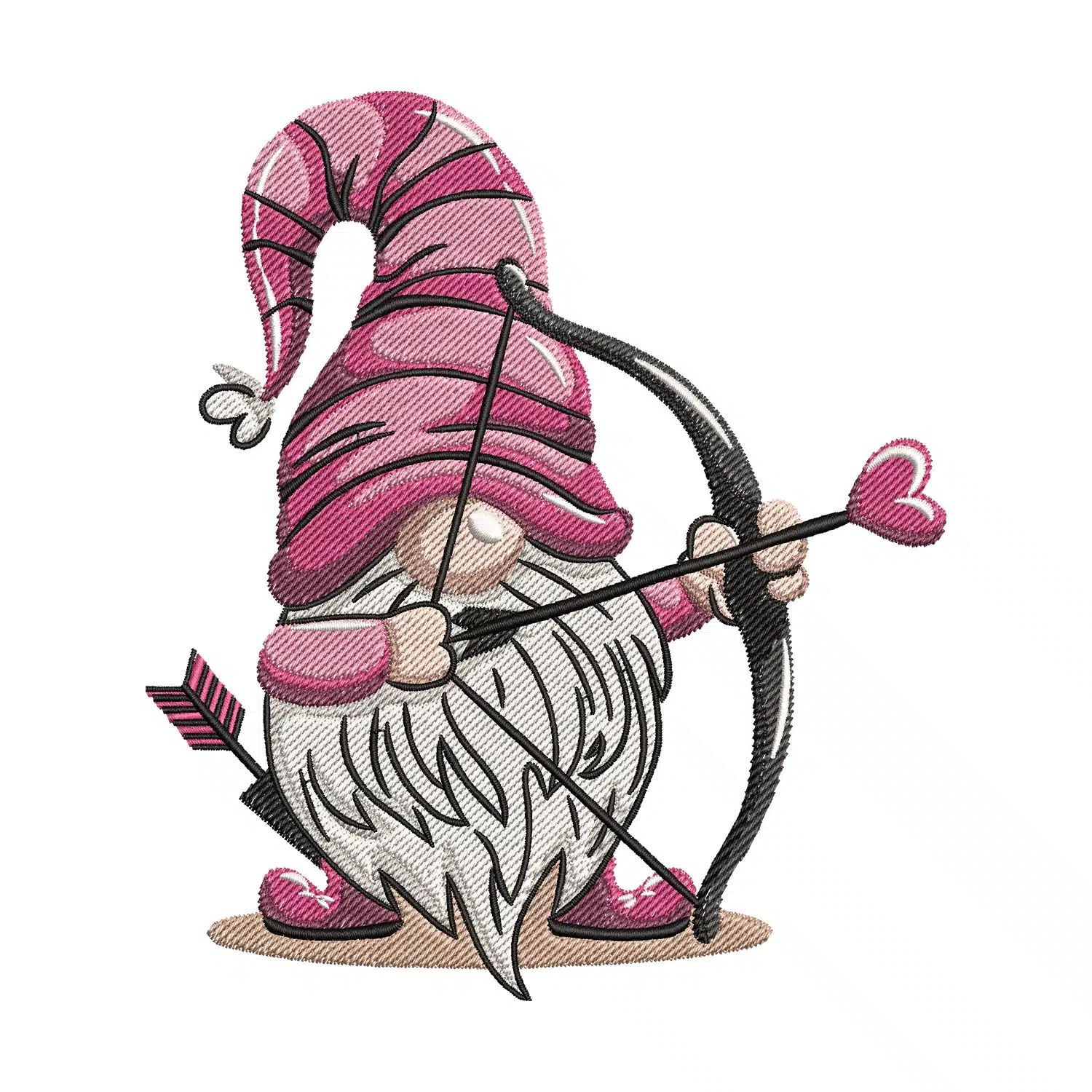 Cupid Heart Arrow Gnome Embroidery Design