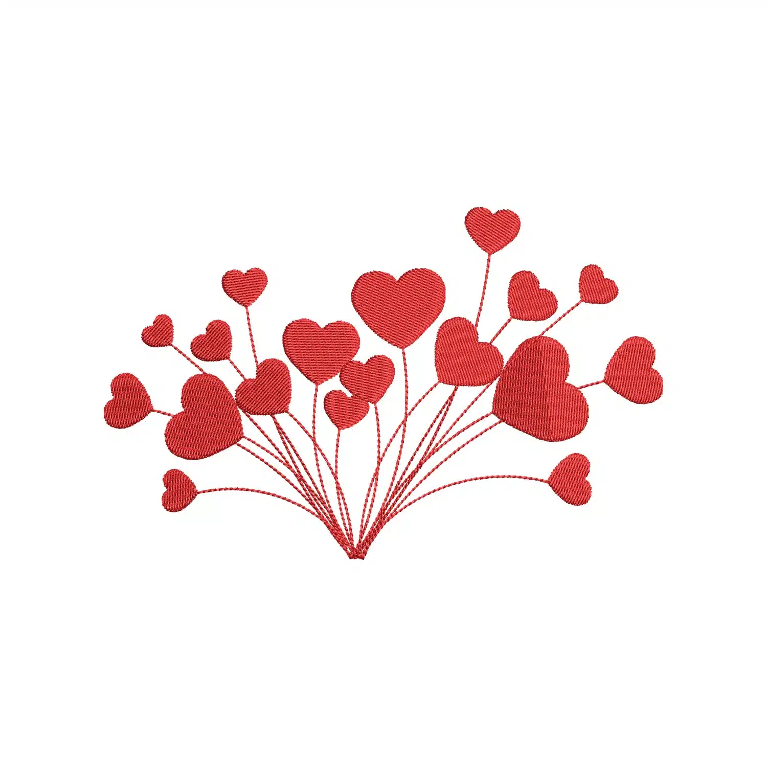 Red Balloon Hearts Embroidery Design