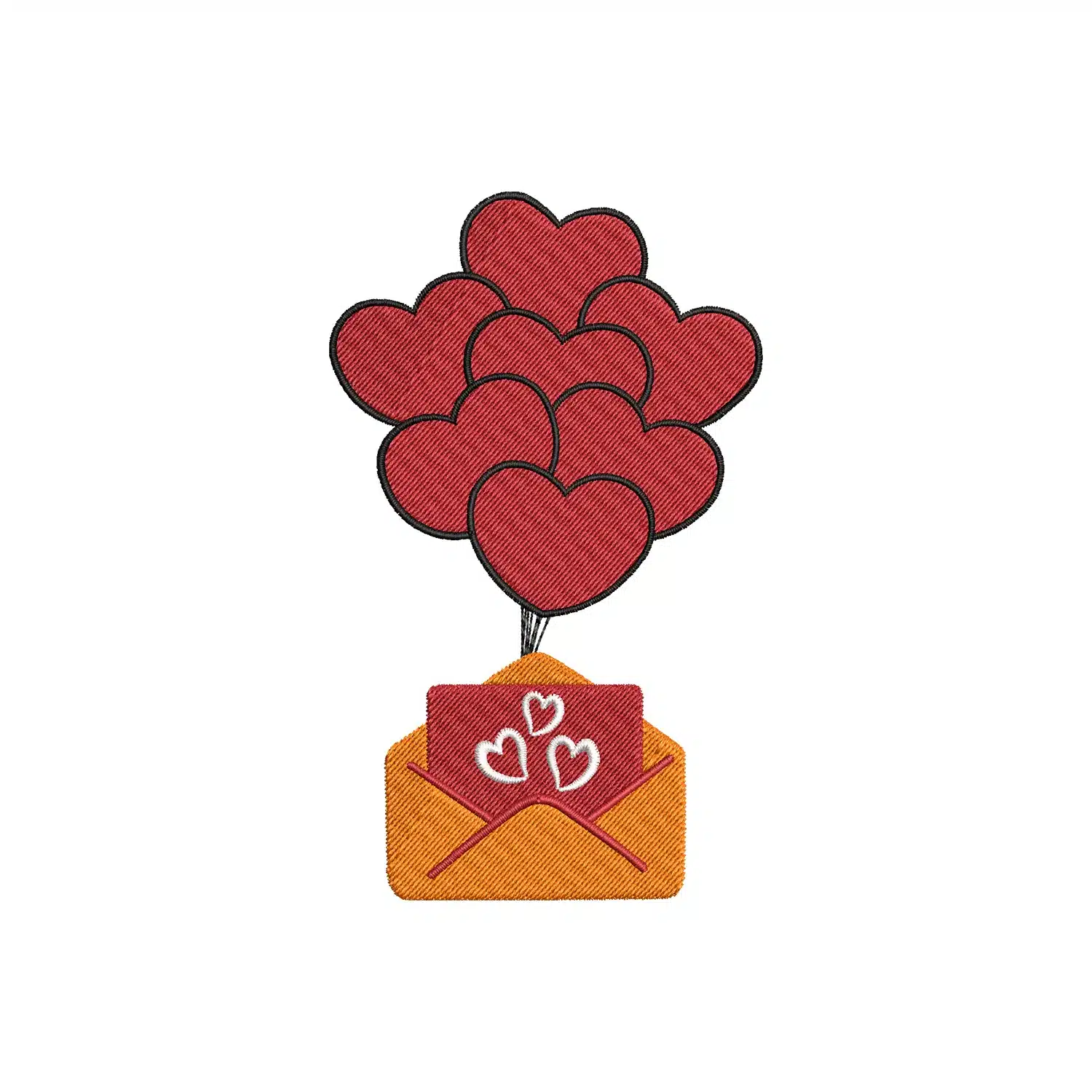 Valentines Letter with Heart Embroidery Design