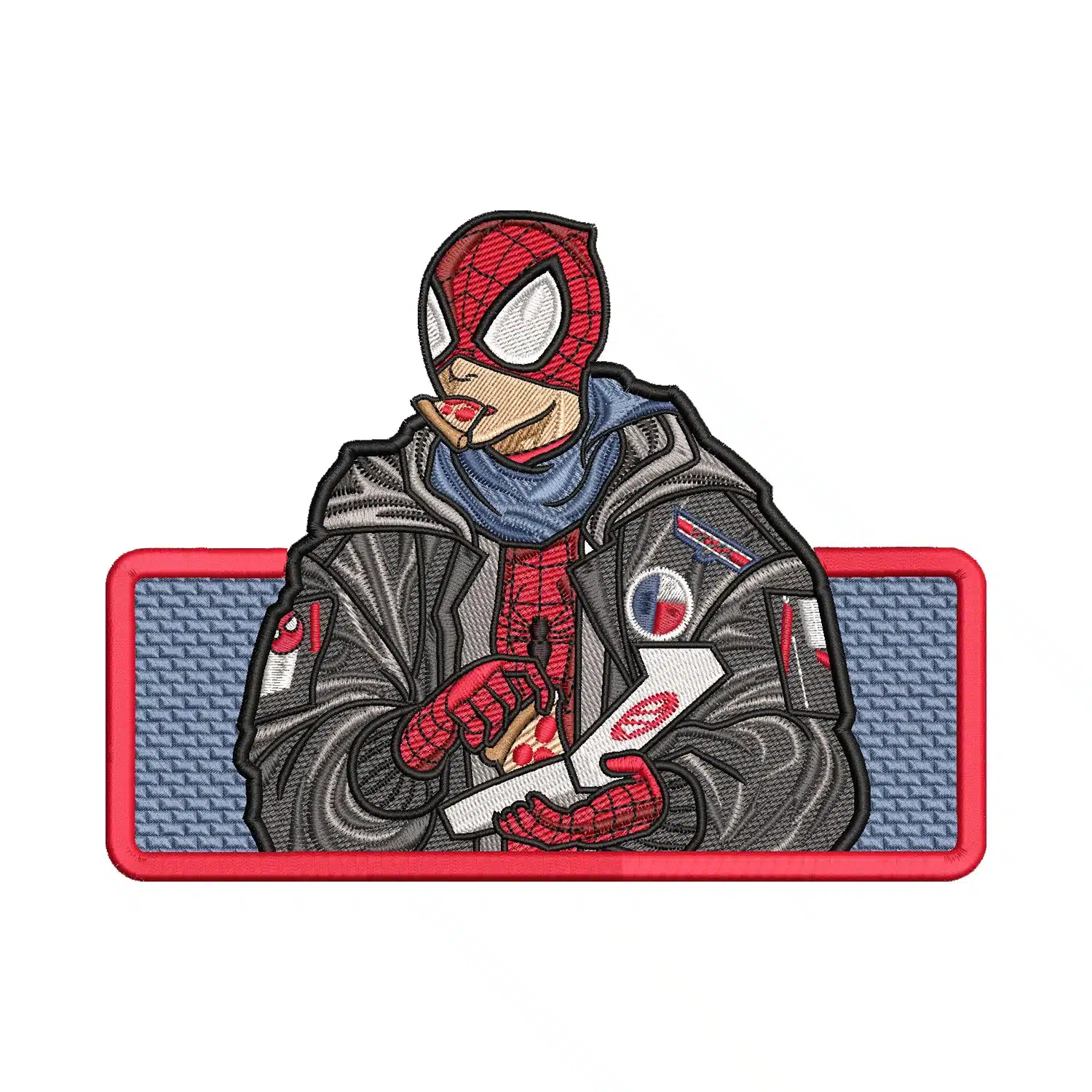 Spiderman Eating Pizza Embroidery Design