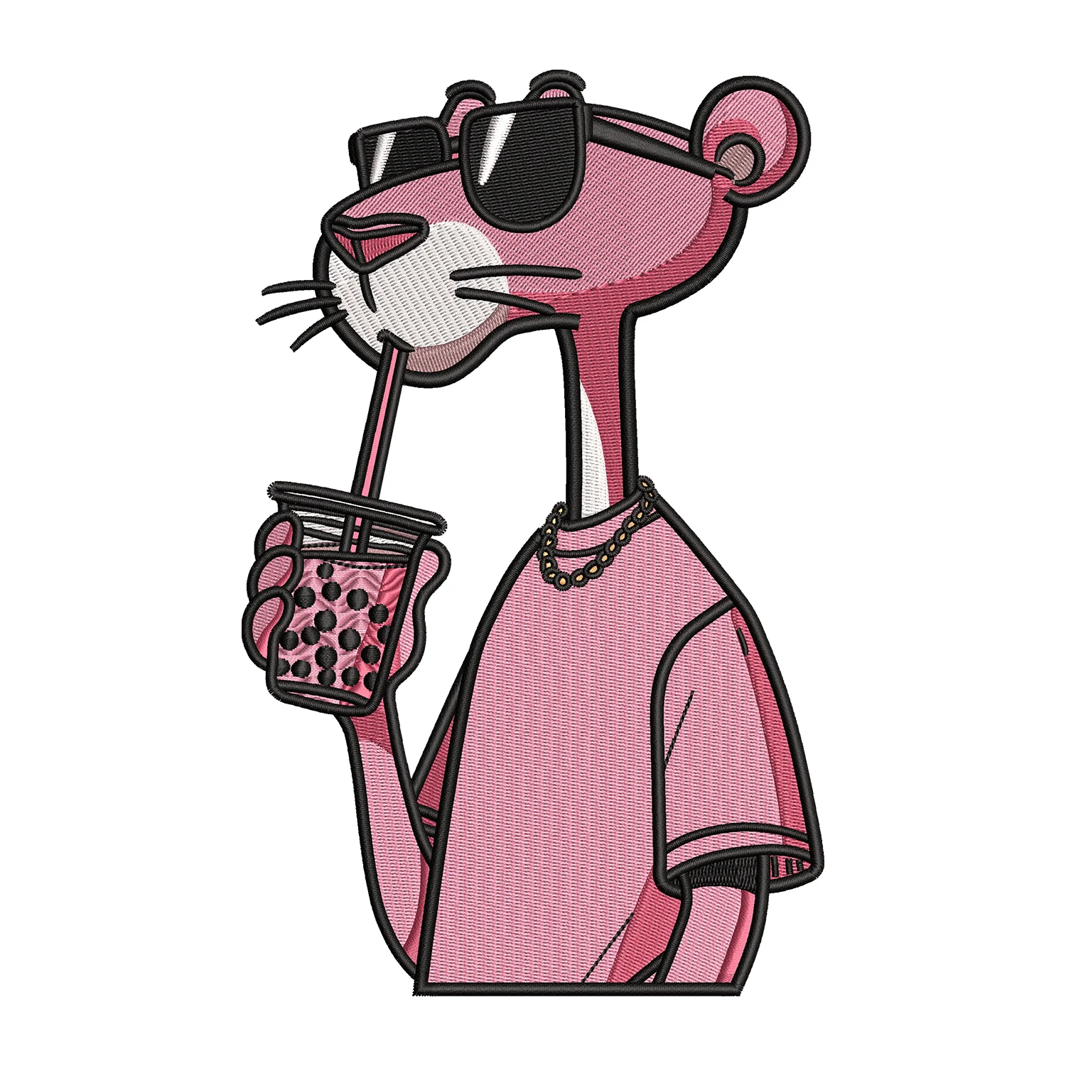 Pink Panther Coffee Embroidery Design