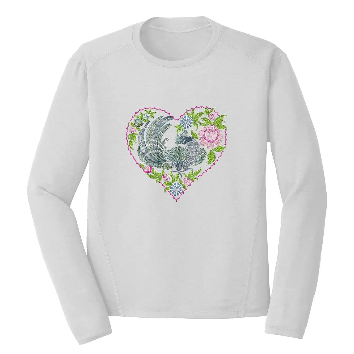 Peacock Heart Embroidery Design - Bird Embroidery Design 1 Mockup BRD08