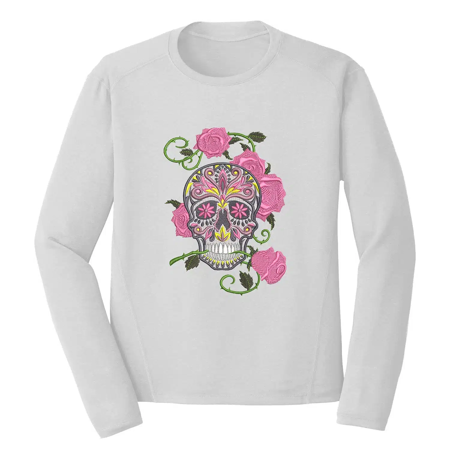 Floral Skull Pattern Embroidery Design 1 Mockup HLW21