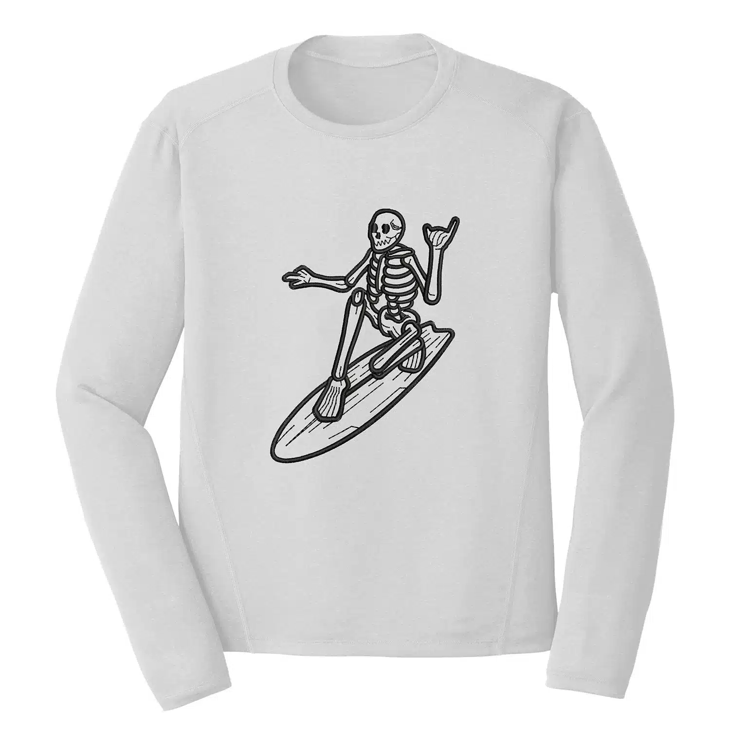 Skeleton Surfboard Embroidery Design 1 Mockup HLW30