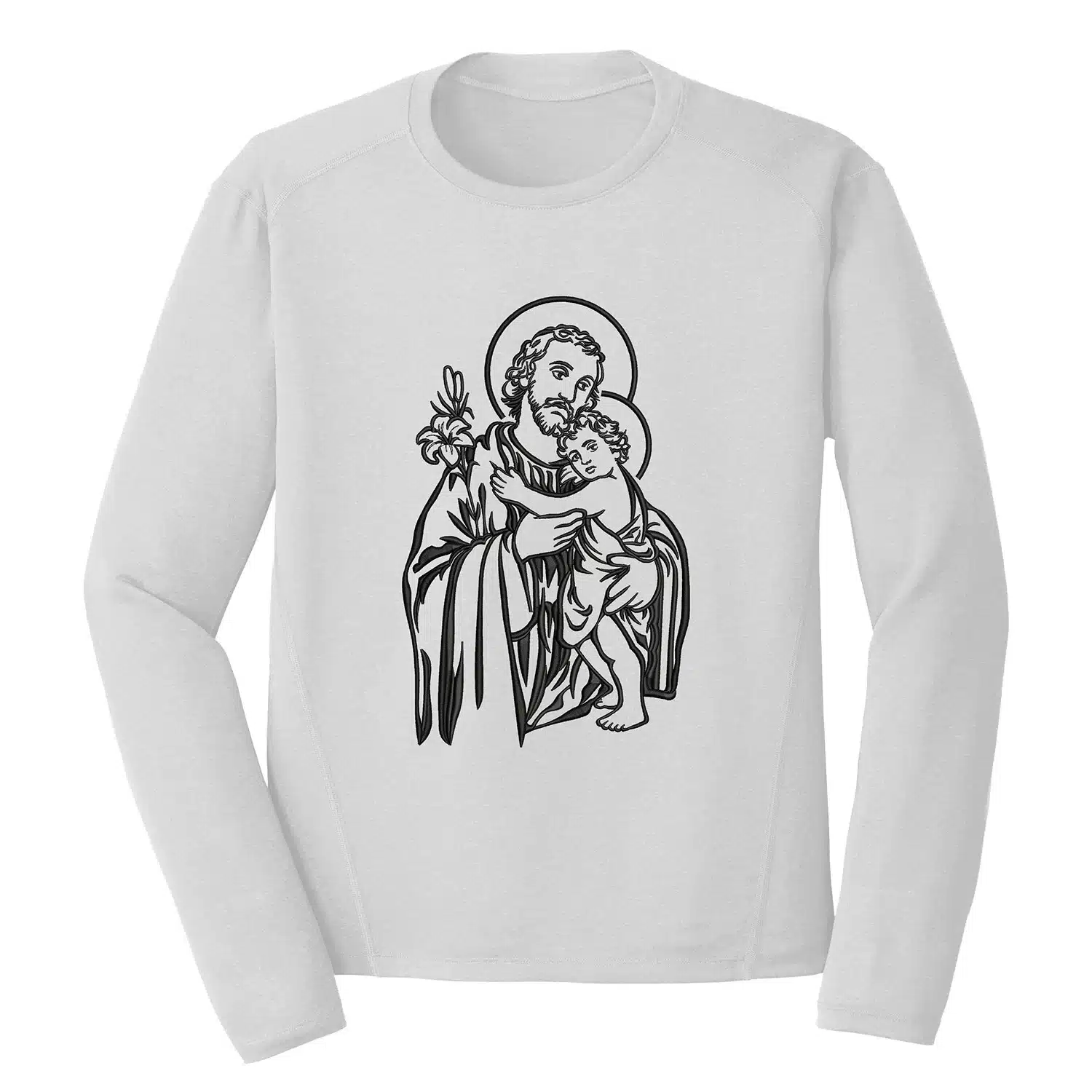 Saint Joseph holding Jesus Embroidery Design - Christian Embroidery Design 1 Mockup RLG26