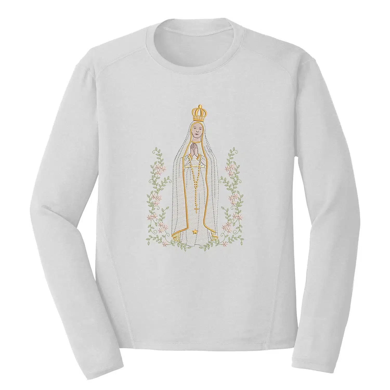 Our Lady of Fatima Embroidery Design - Christian Embroidery Design 1 Mockup RLG34