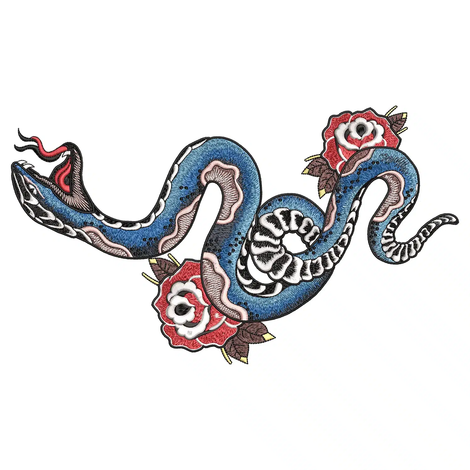 Snake Flowers Embroidery Design