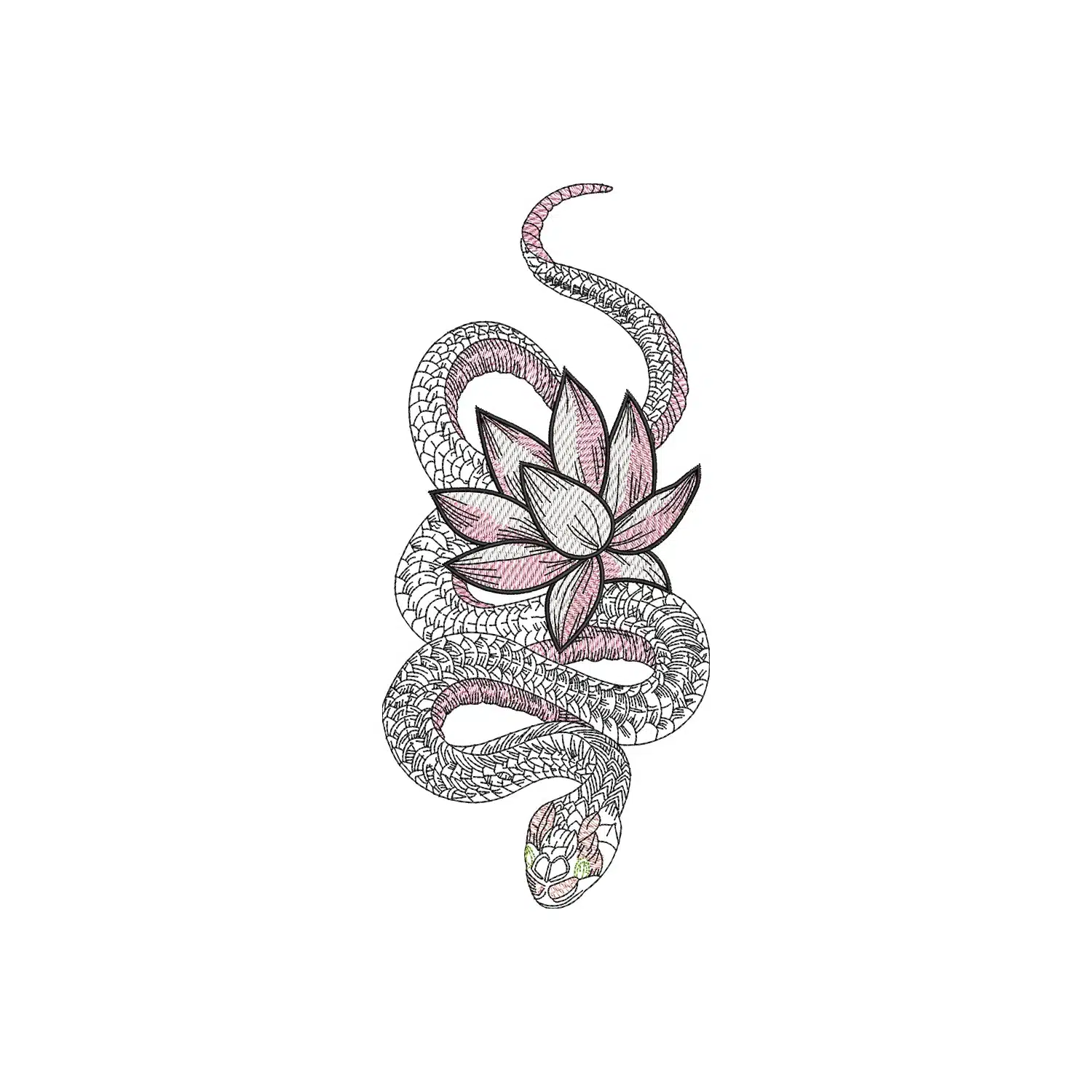 Snake Lotus Embroidery Design