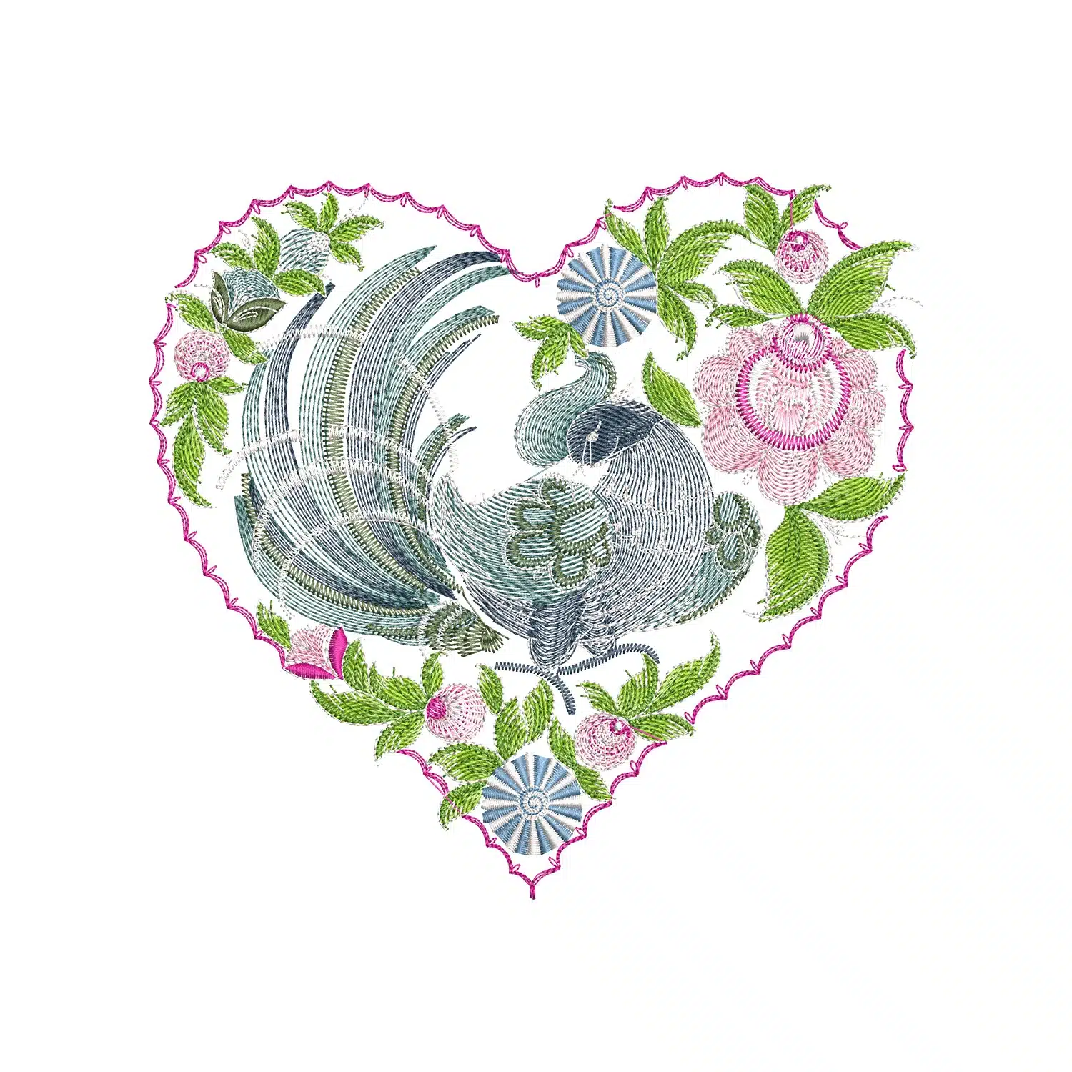 Peacock Heart Embroidery Design Peacock Heart Embroidery Design