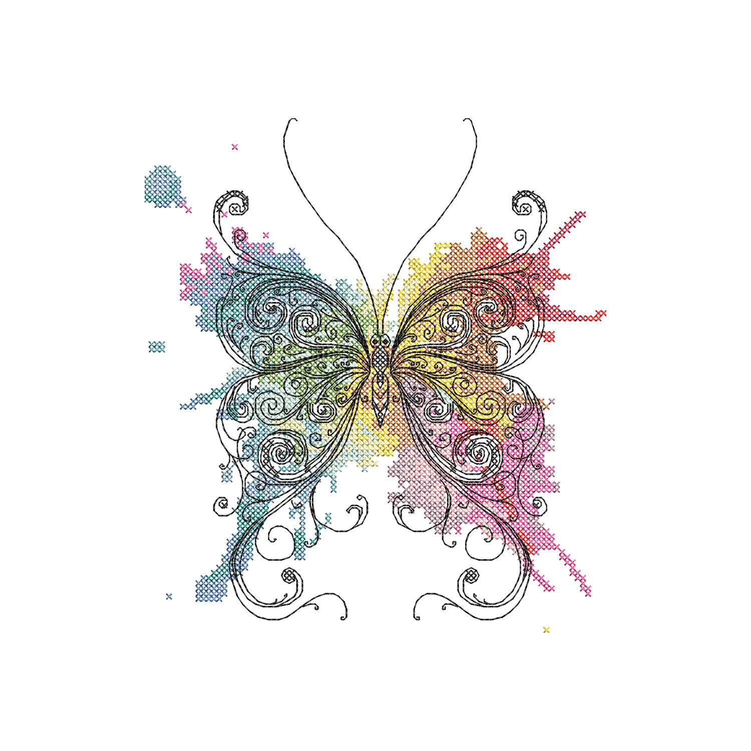Cross Stitch Butterfly Embroidery Design